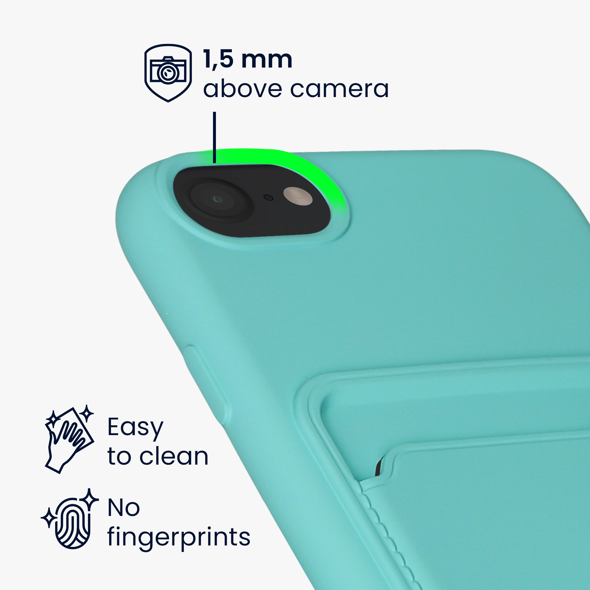 Kryt s držákem karty kwmobile pro iPhone SE 2022/2020/8/7 - mátová