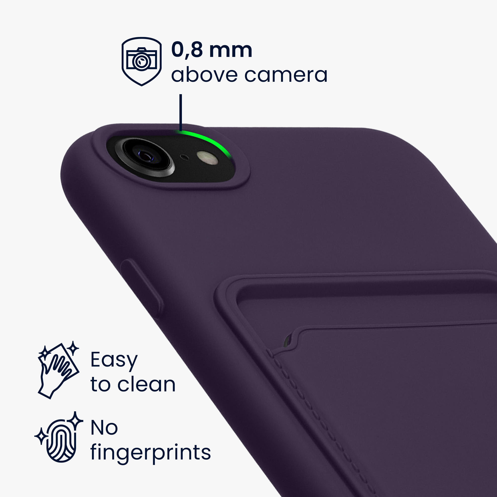Kryt s držákem karty kwmobile pro iPhone SE 2022/2020/8/7 - baltská modrá
