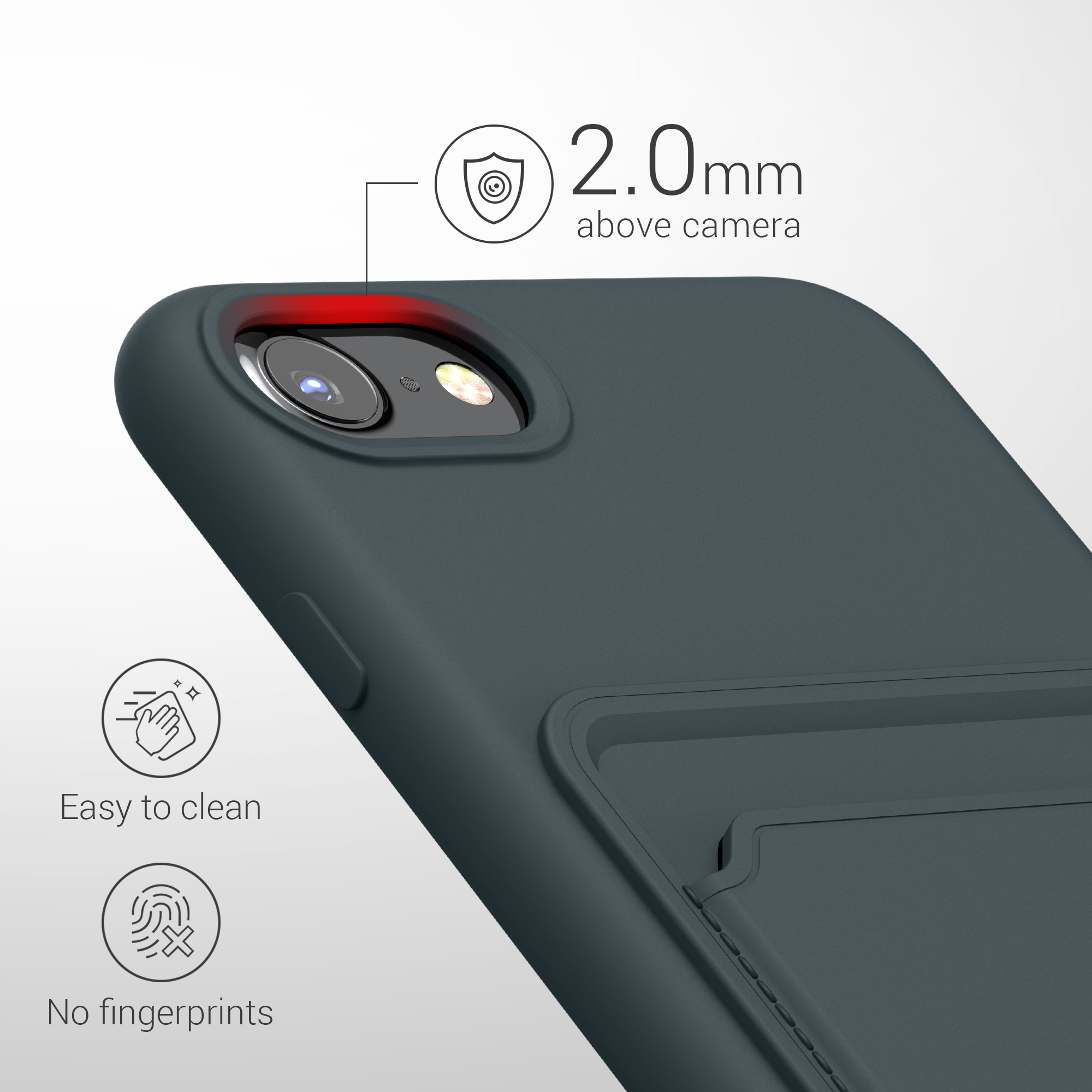 Kryt s držákem karty kwmobile pro iPhone SE 2022/2020/8/7 - tmavě břidlicová