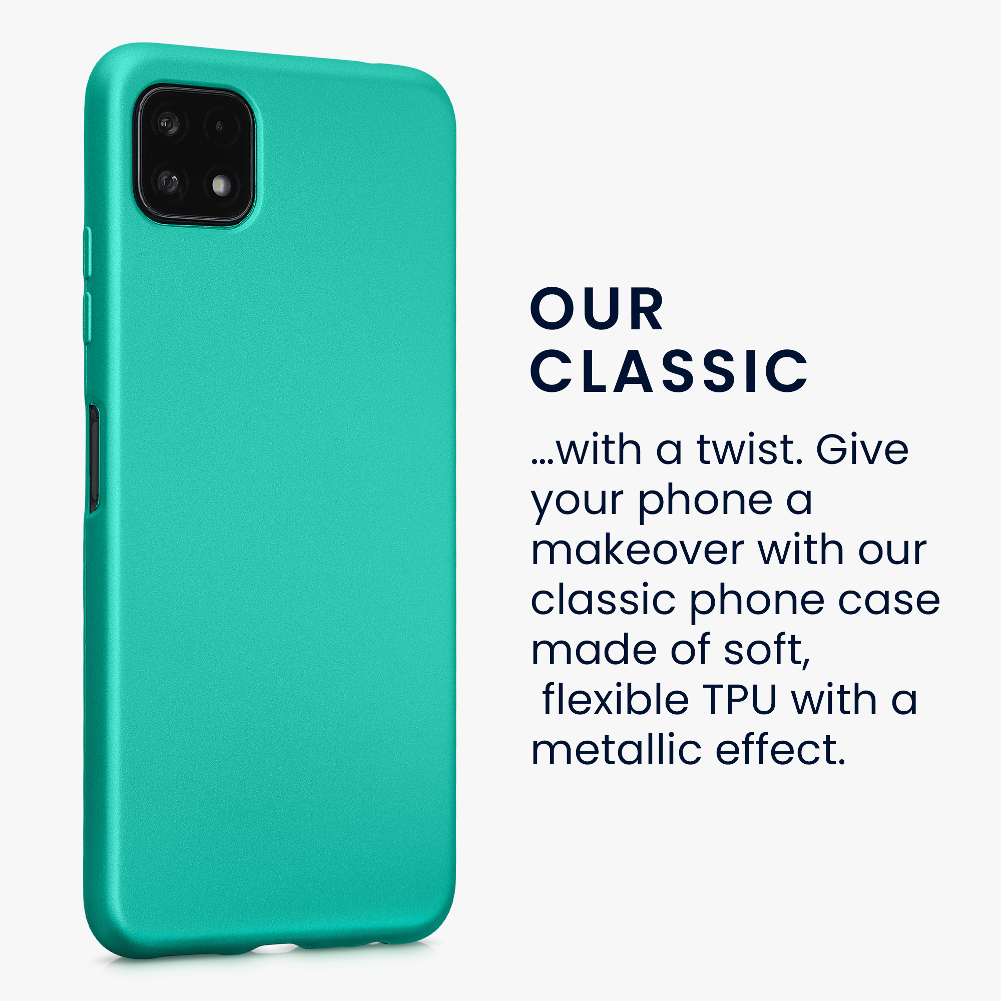 Kryt na mobil Samsung Galaxy A22 5G kwmobile TPU metalický Metalická tyrkysová