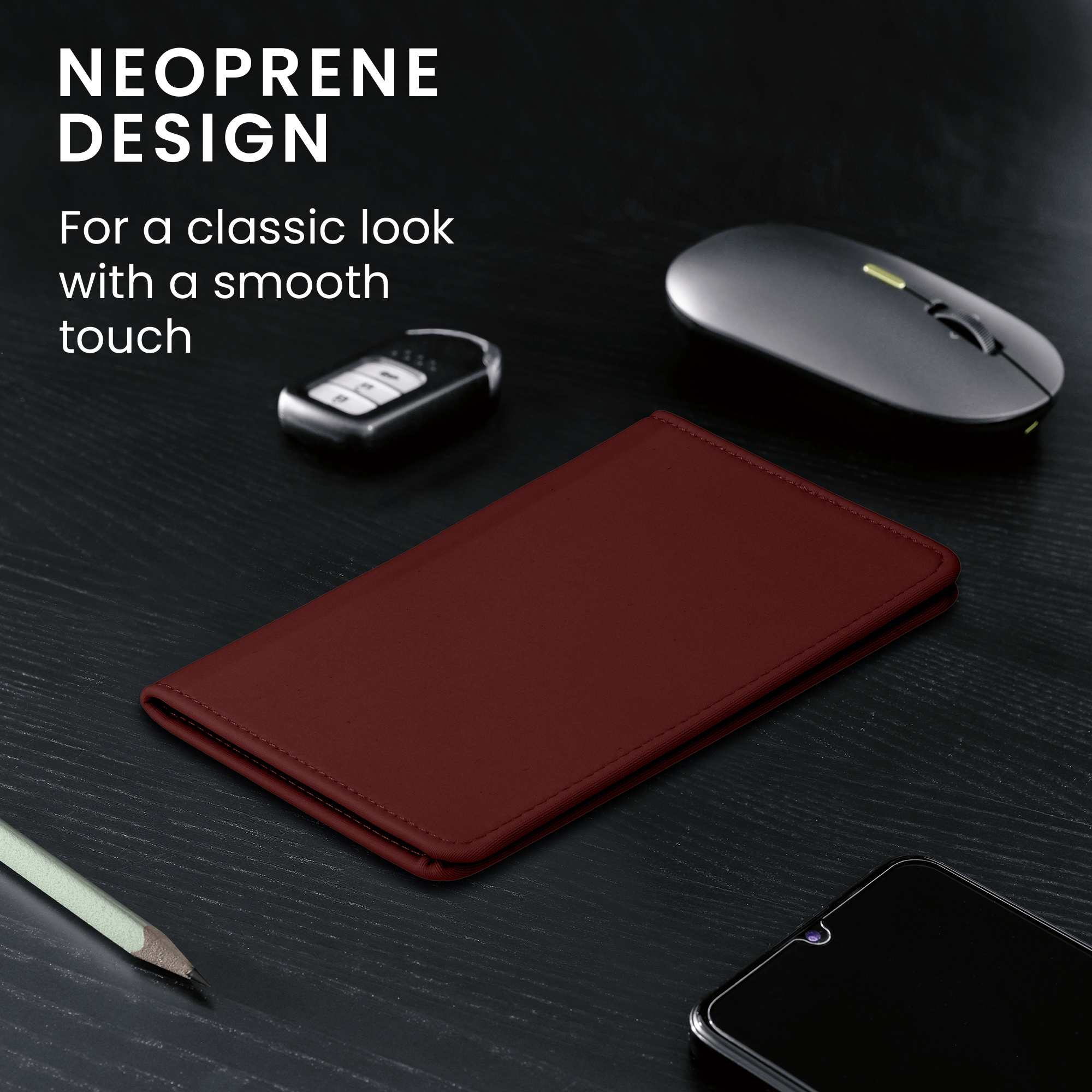 Obal na doklady od auta kwmobile 12 x 17,5 cm / 9,2 x 13 cm neopren - bobulová