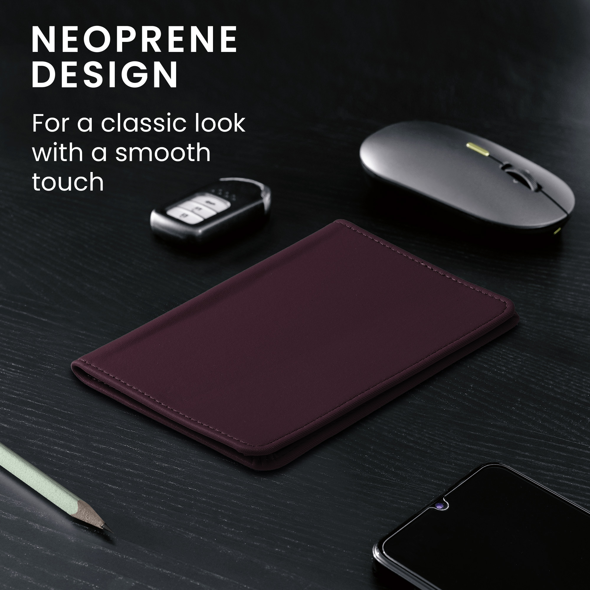 Obal na doklady od auta kwmobile 12 x 17,5 cm / 9,2 x 13 cm neopren - vínově fialová