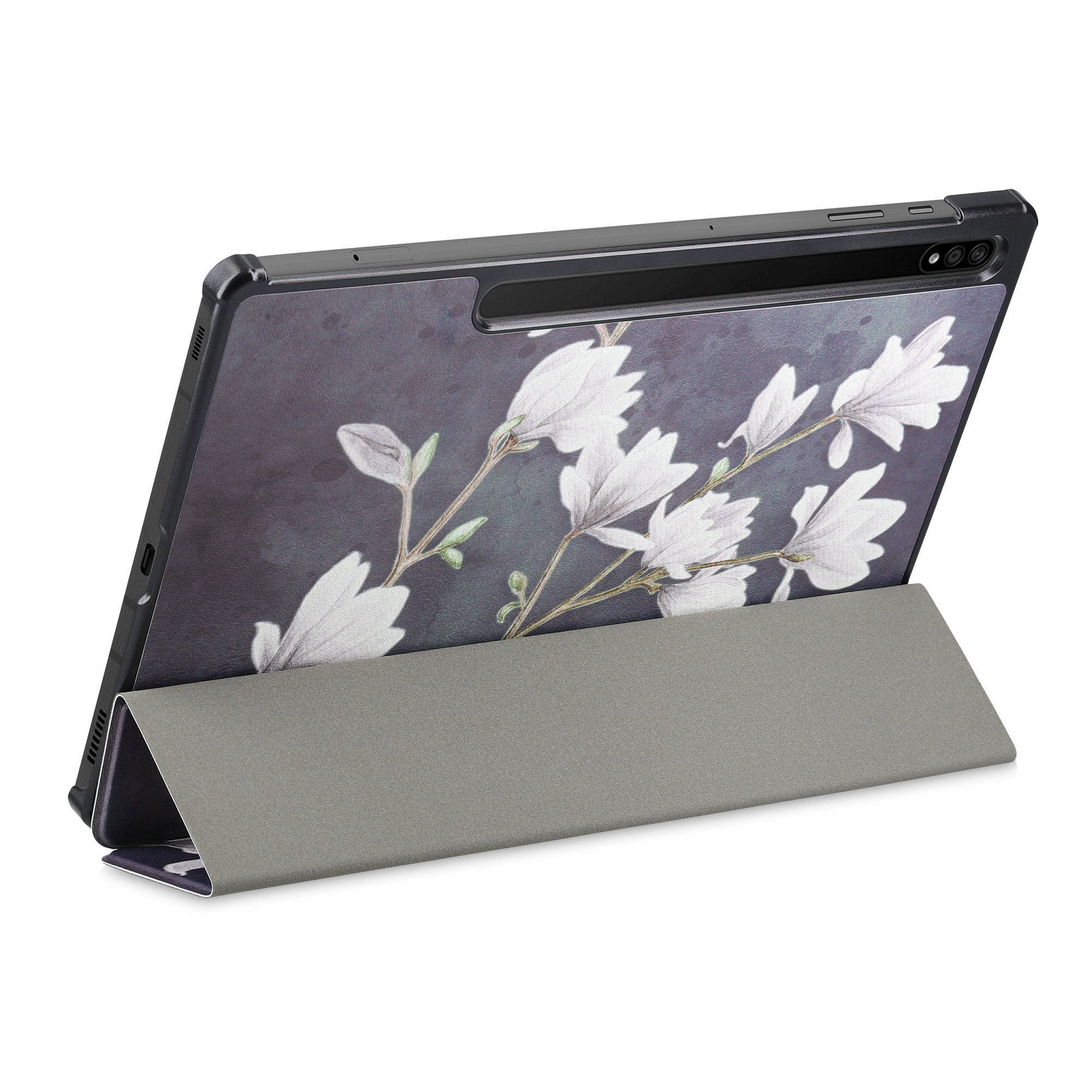 Pouzdro na tablet Galaxy Tab S7 Plus / Tab S7 FE kwmobile magnolie taupe/bílá/tmavě šedá