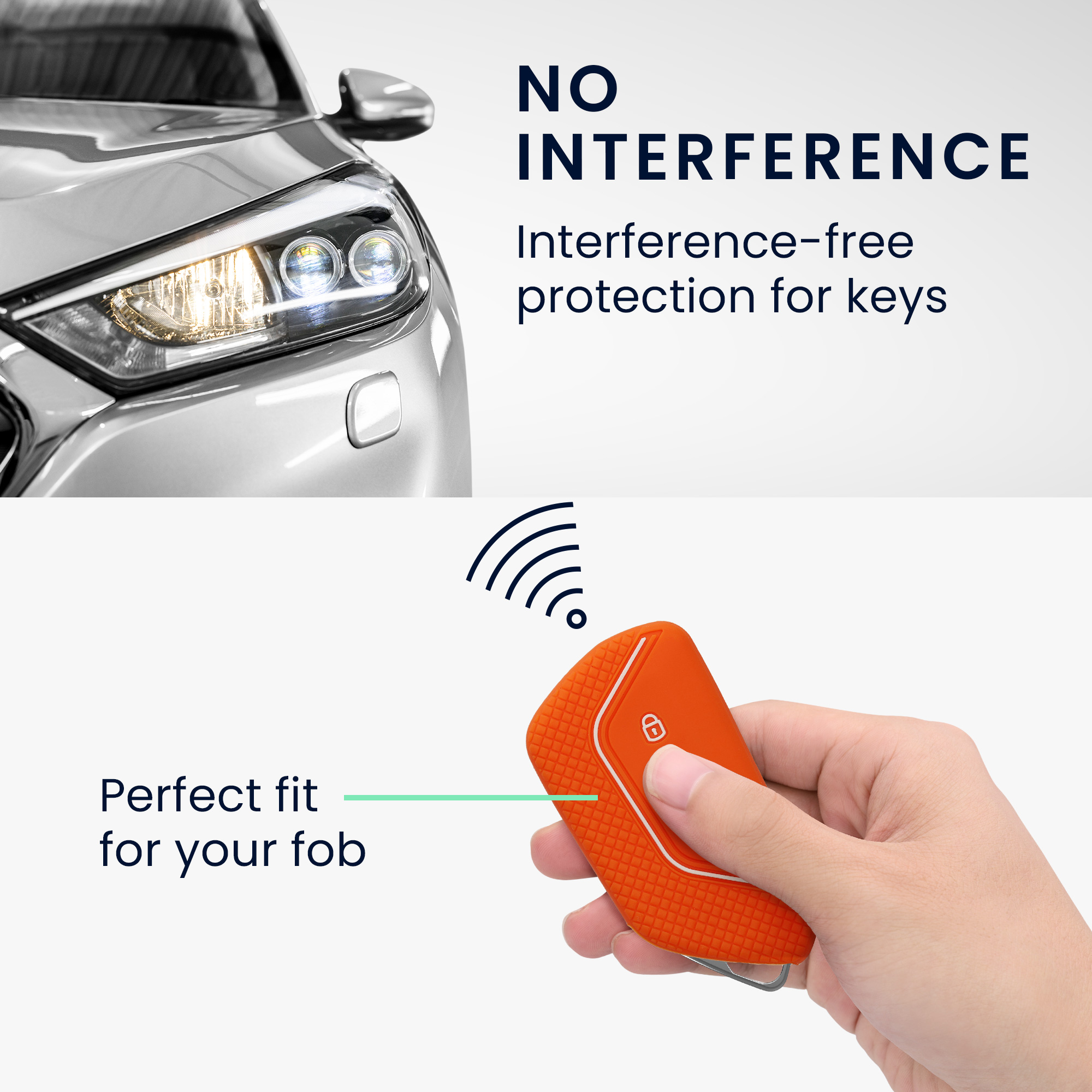 Obal na klíč od auta pro VW Golf 8 klíč se 3 tlačítky kwmobile - oranžová / bílá