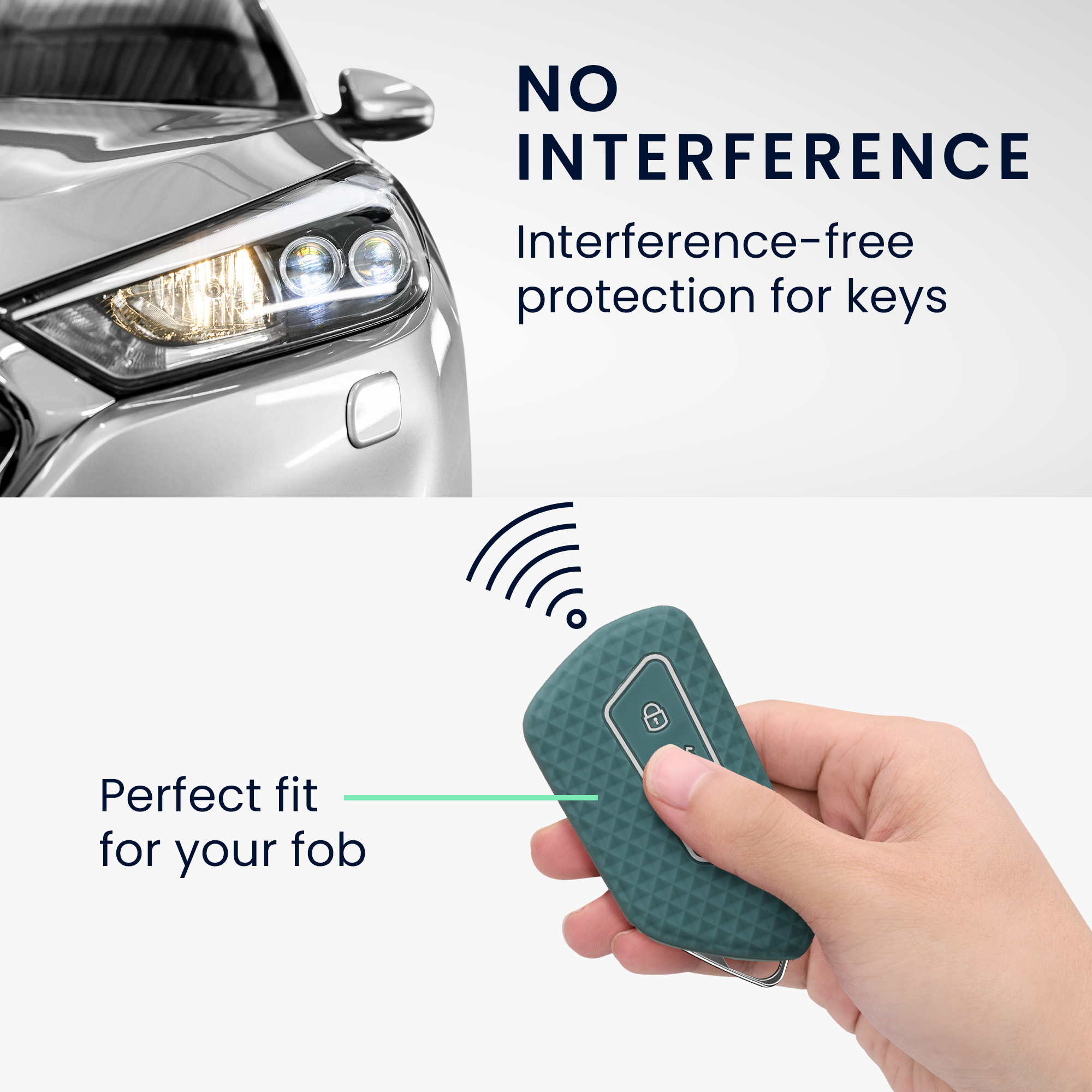Pouzdro na klíč od auta kwmobile pro VW Golf 8, ID.3/ID.4/ID.5/ID.7, Seat/Škoda/Cupra - arktická noc