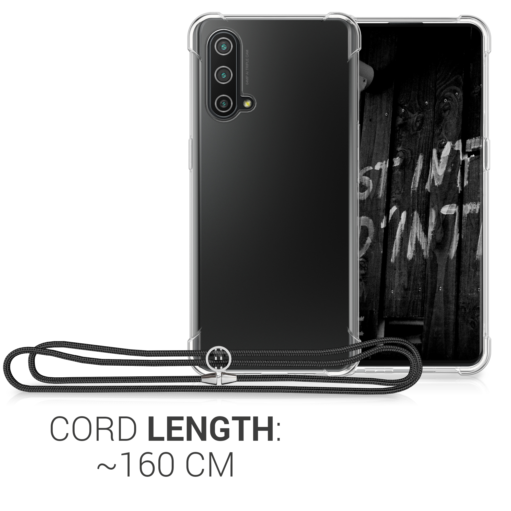 Crossbody kryt kwmobile pro OnePlus Nord CE 5G, černá / transparentní