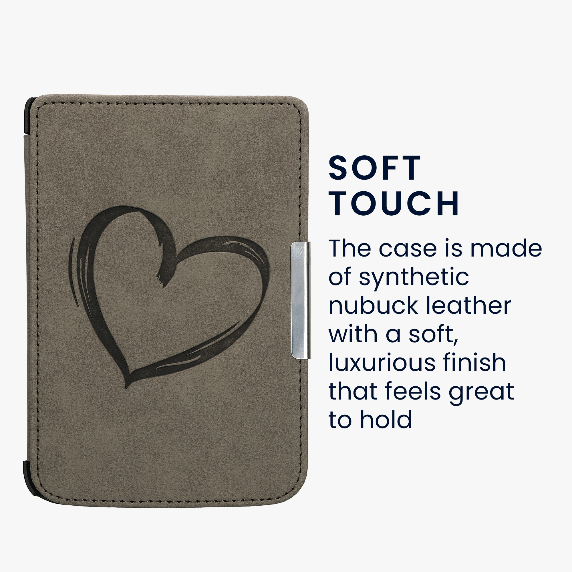 Obal pro Pocketbook Touch Lux 3/Basic Lux/Basic Touch 2 kwmobile - motiv srdce šedá