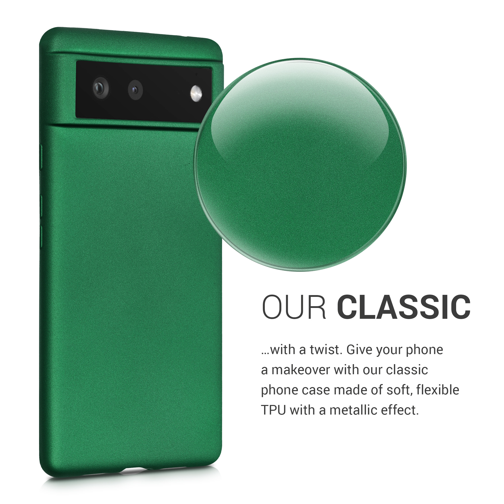 Zadní kryt kwmobile pro Google Pixel 6 - dark metallic zelená
