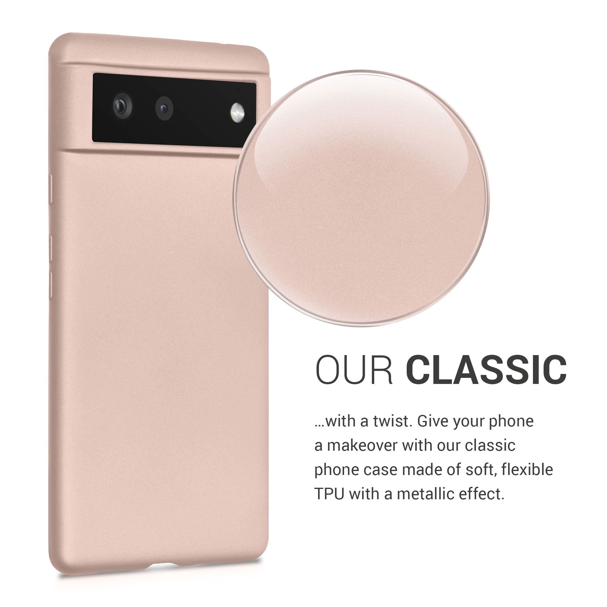 Zadní kryt kwmobile pro Google Pixel 6 - metalická růžově zlatá