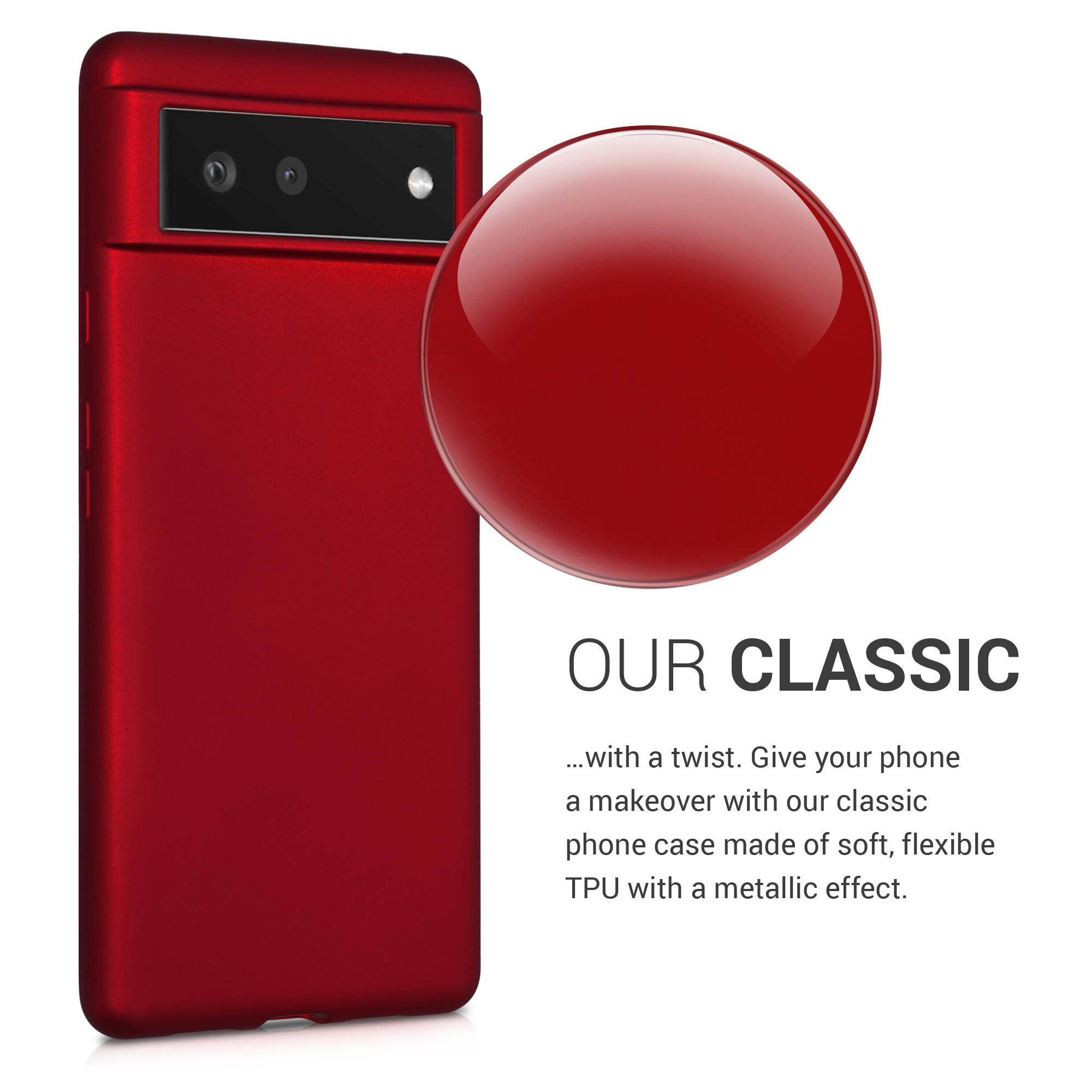 Zadní kryt kwmobile pro Google Pixel 6 - metalická tmavě červená