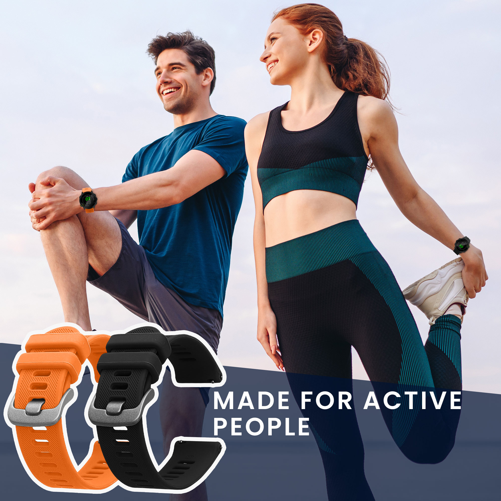 Řemínek Garmin Forerunner 55 / 165 / 2 kwmobile silikon 2 ks černá / oran