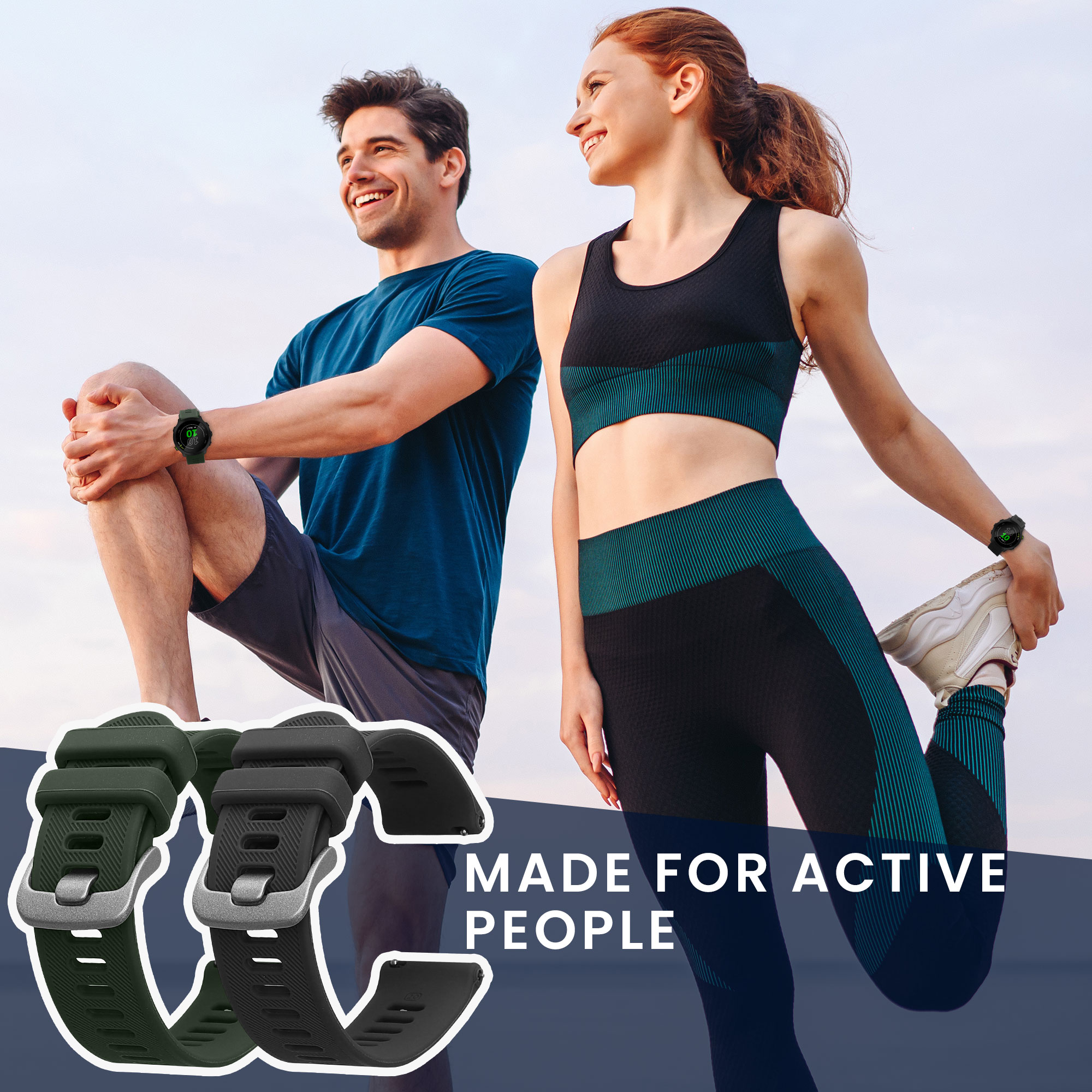 Řemínek Garmin Forerunner 55 / 165 / 2 kwmobile silikon 2 ks šedá / tmavě