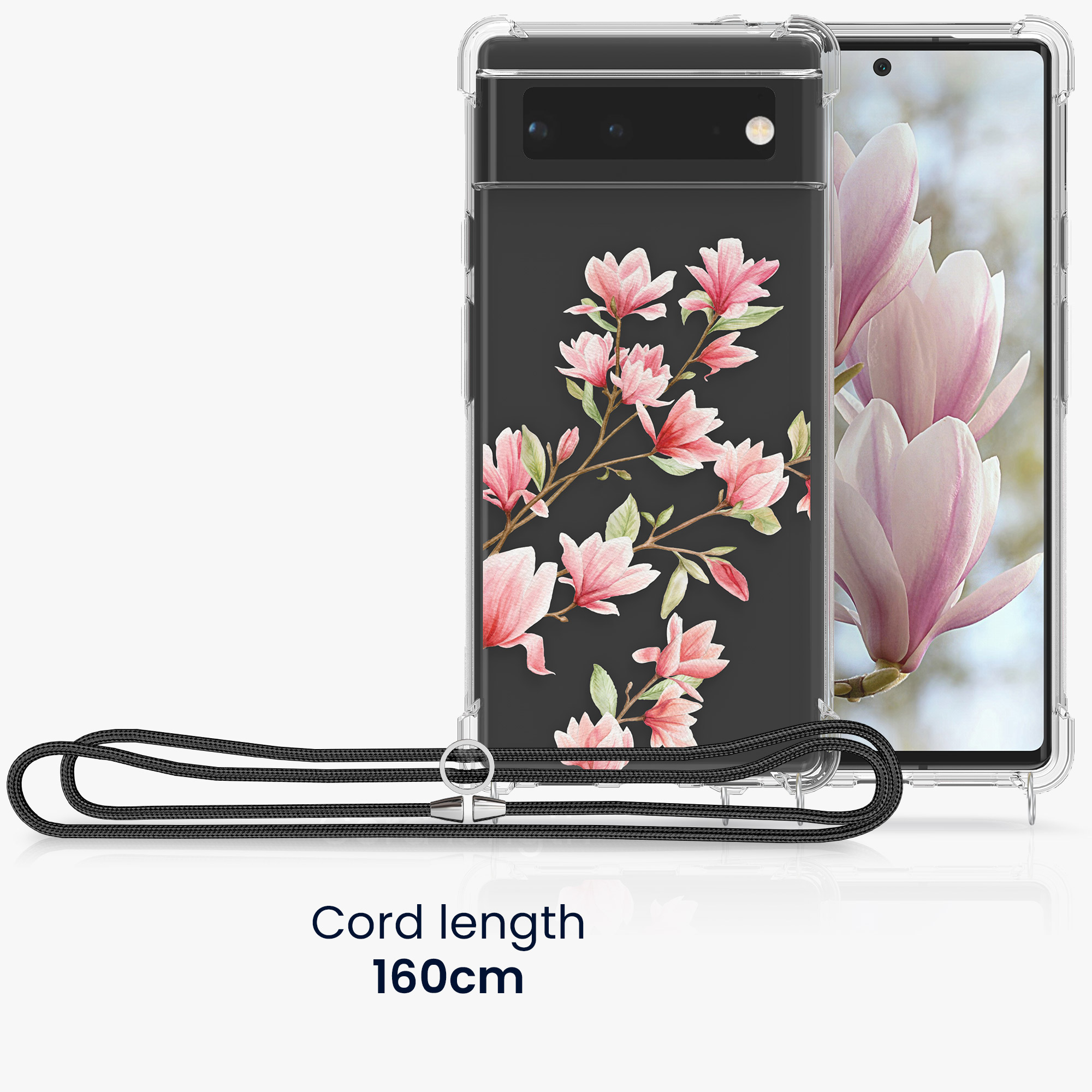 Crossbody kryt kwmobile pro Google Pixel 6 - magnólie růžová / bílá / transparentní