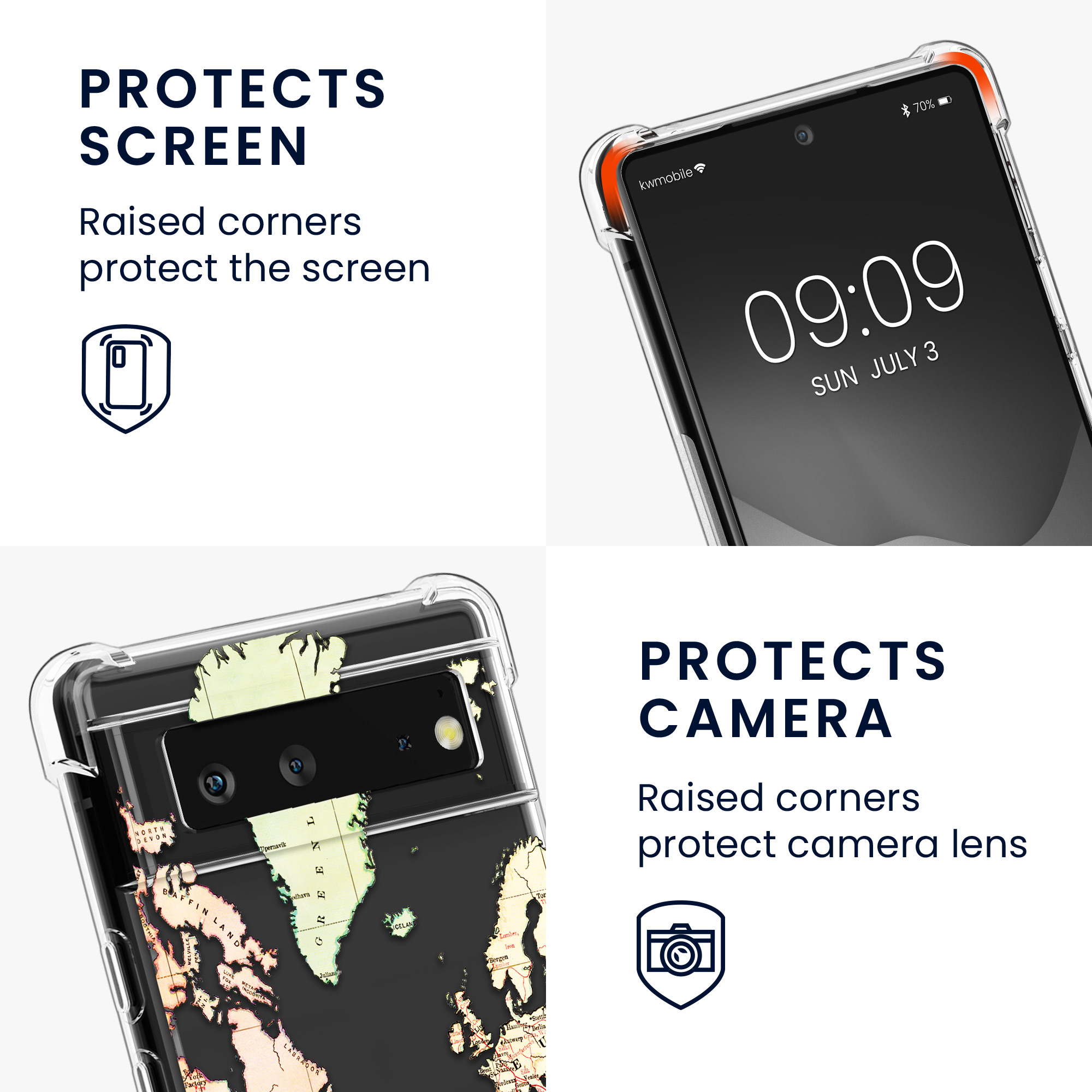 Crossbody kryt kwmobile pro Google Pixel 6 - travel černá / multicolor / transparent