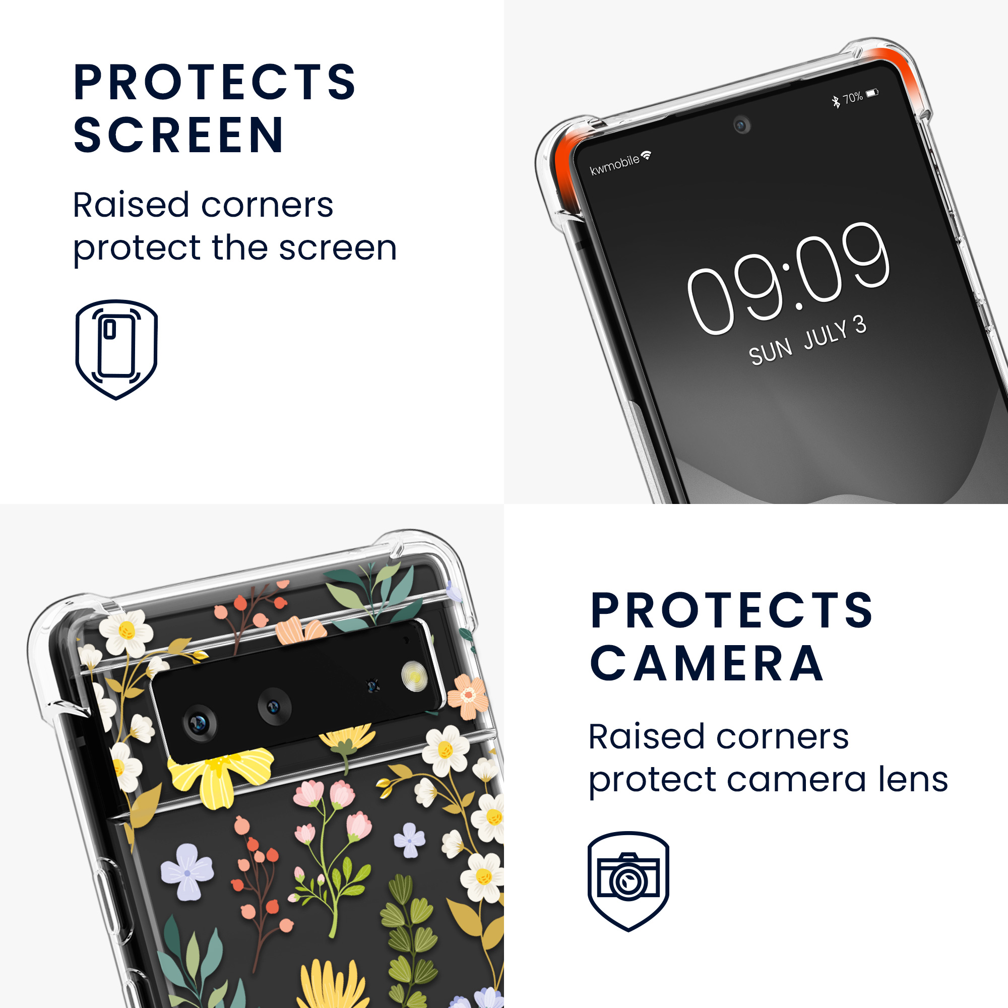 Crossbody kryt kwmobile pro Google Pixel 6 - charming flowers yellow / zelená / transparent
