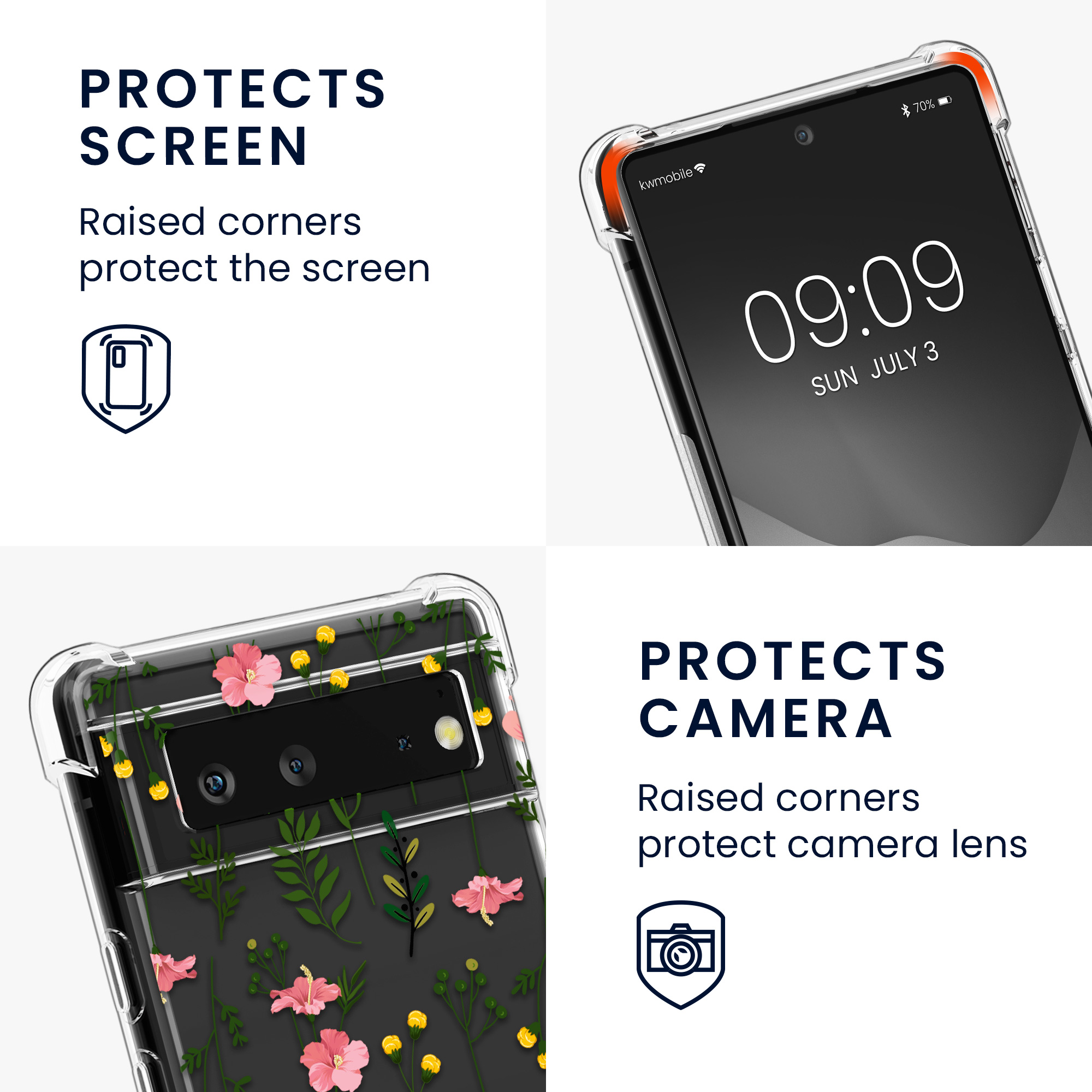 Crossbody kryt kwmobile pro Google Pixel 6 - jemné květy růžová/zelená/transparentní