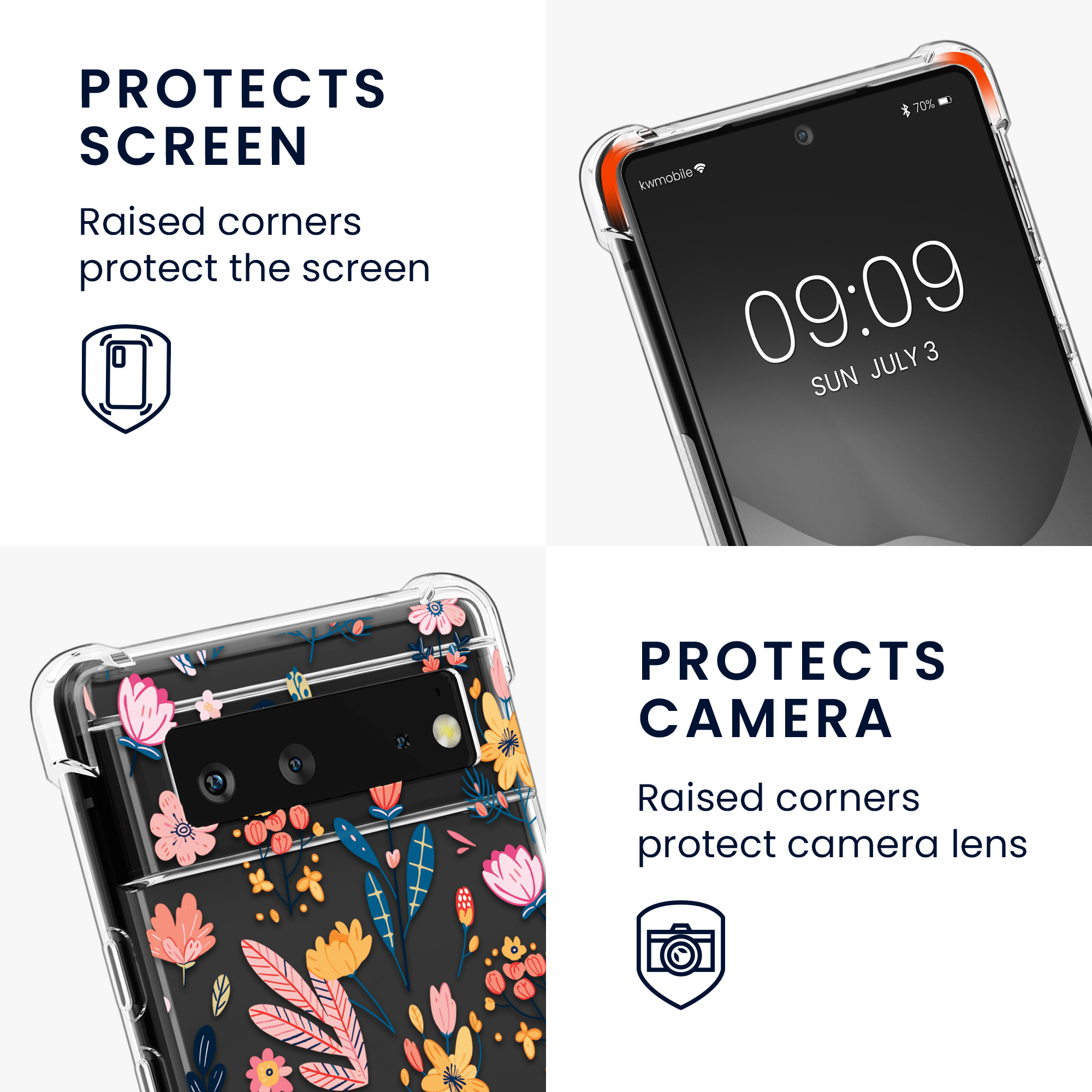 Crossbody kryt kwmobile pro Google Pixel 6 - floral delight růžová / yellow / transparent