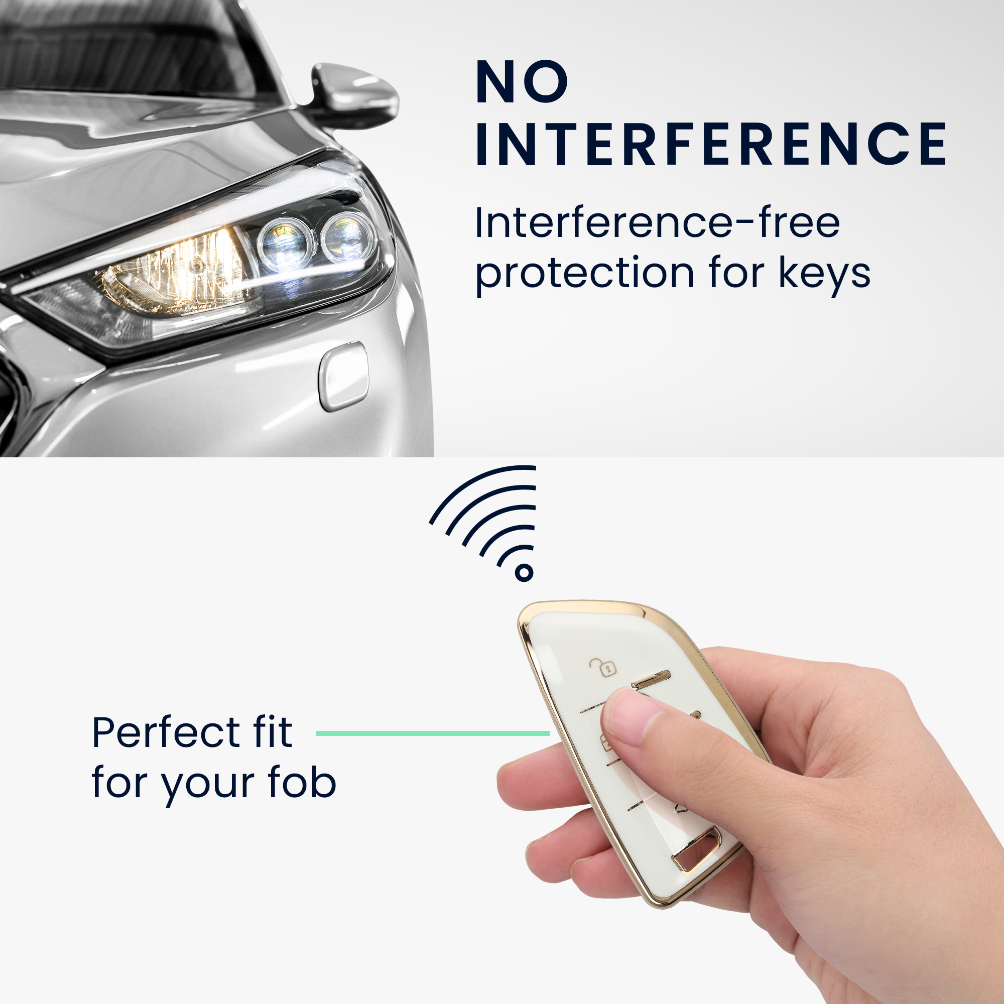 Obal na klíč od auta pro BMW chytrý klíč se 3 tlačítky kwmobile - bílá / zlatá