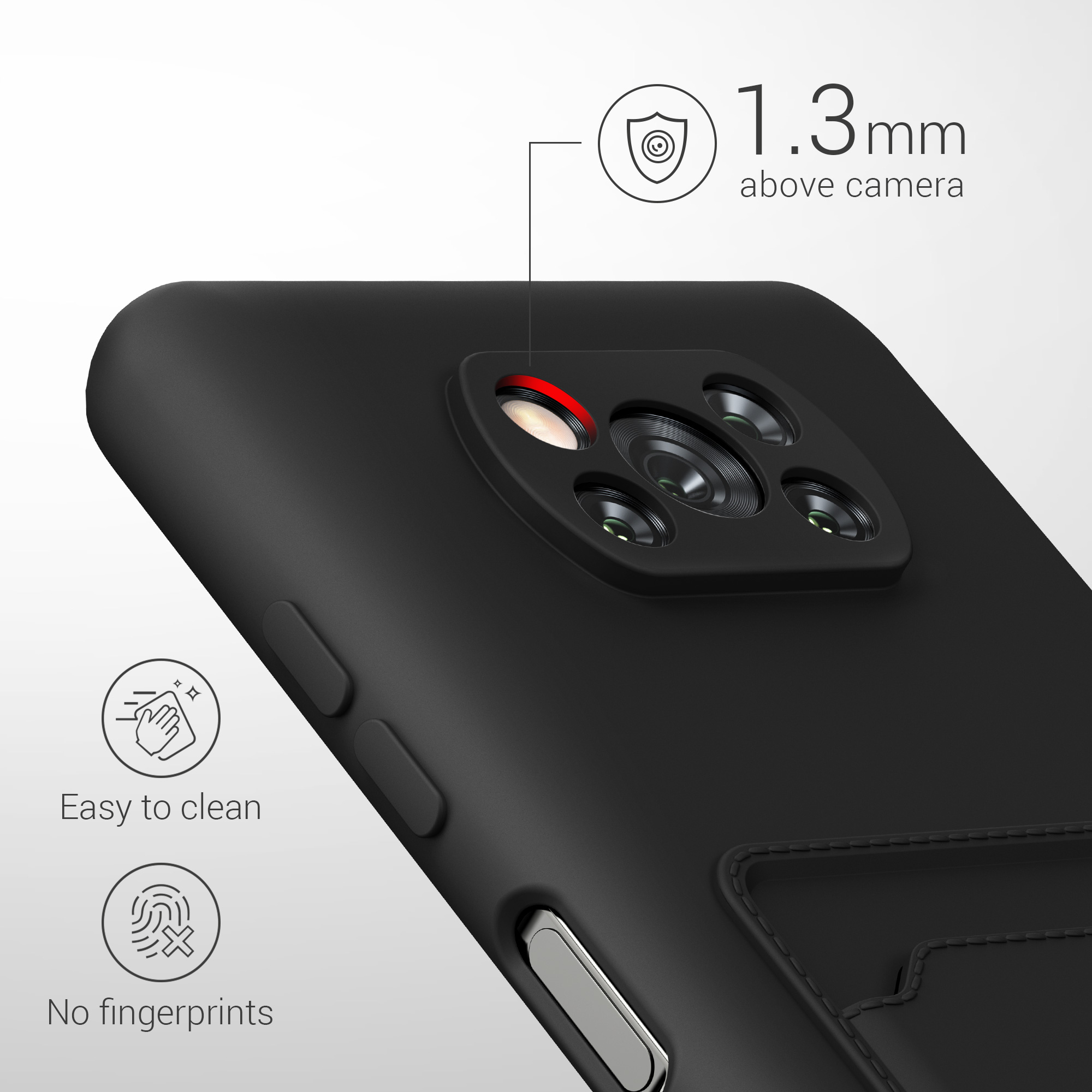 Kryt Xiaomi Poco X3 NFC přihrádka karta TPU černá matná kwmobile
