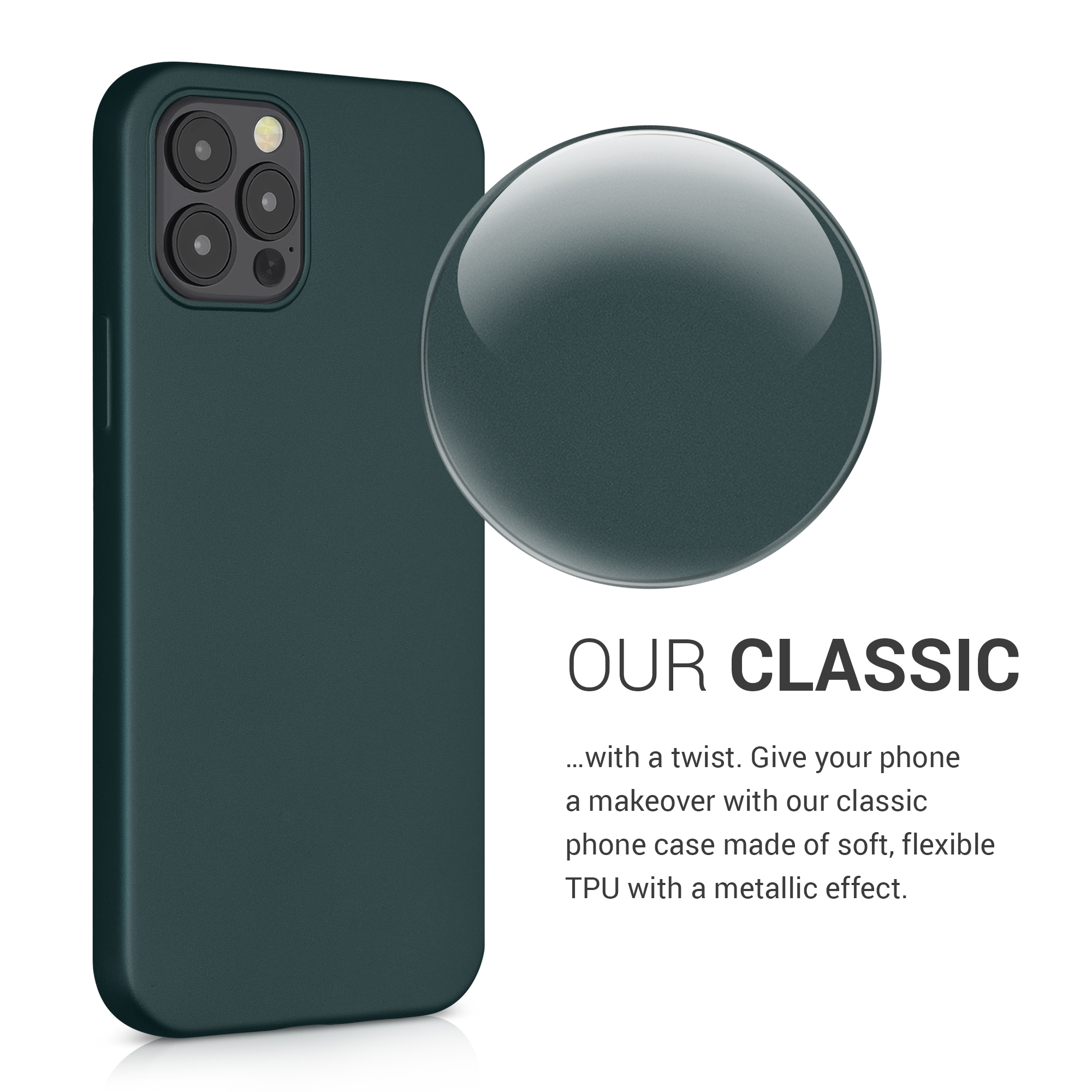 Metalický kryt kwmobile pro iPhone 12 / iPhone 12 Pro - metalická tyrkysová