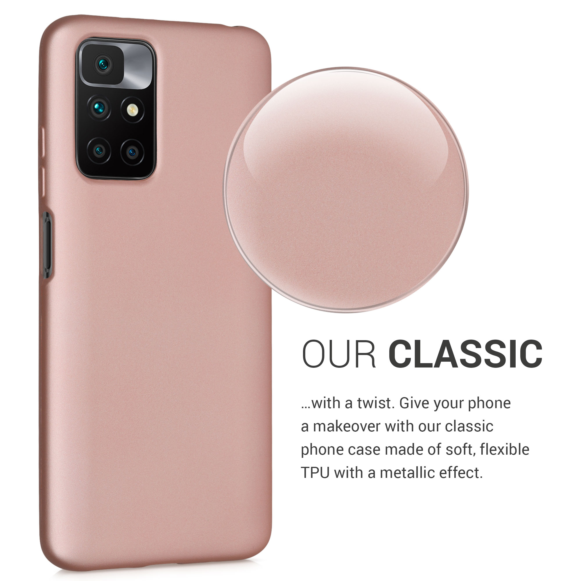 Kryt Xiaomi Redmi 10 (2021 metalický TPU metalická růžovo-zlatá kwmobile