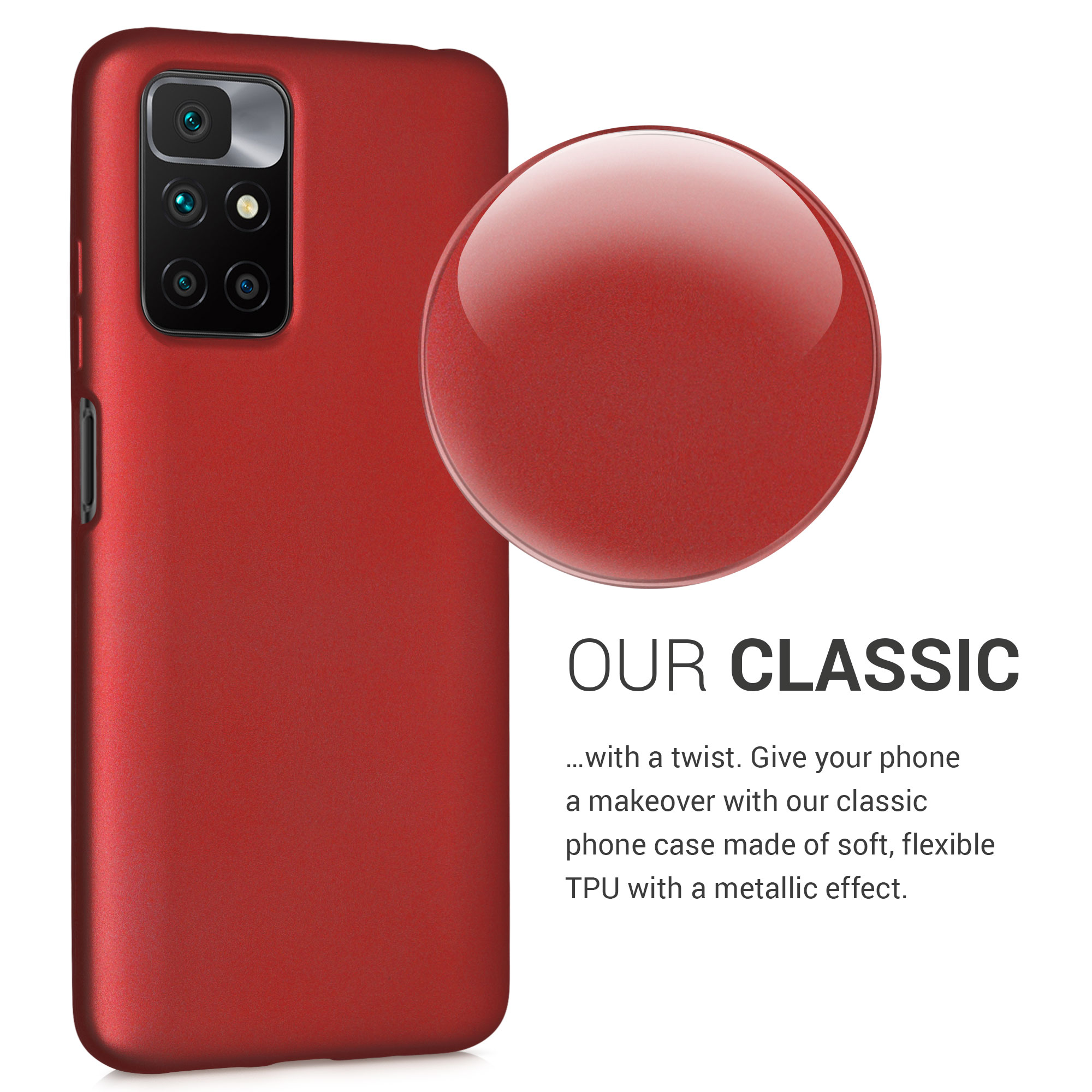 Kryt Xiaomi Redmi 10 (2021 metalický TPU červená kwmobile