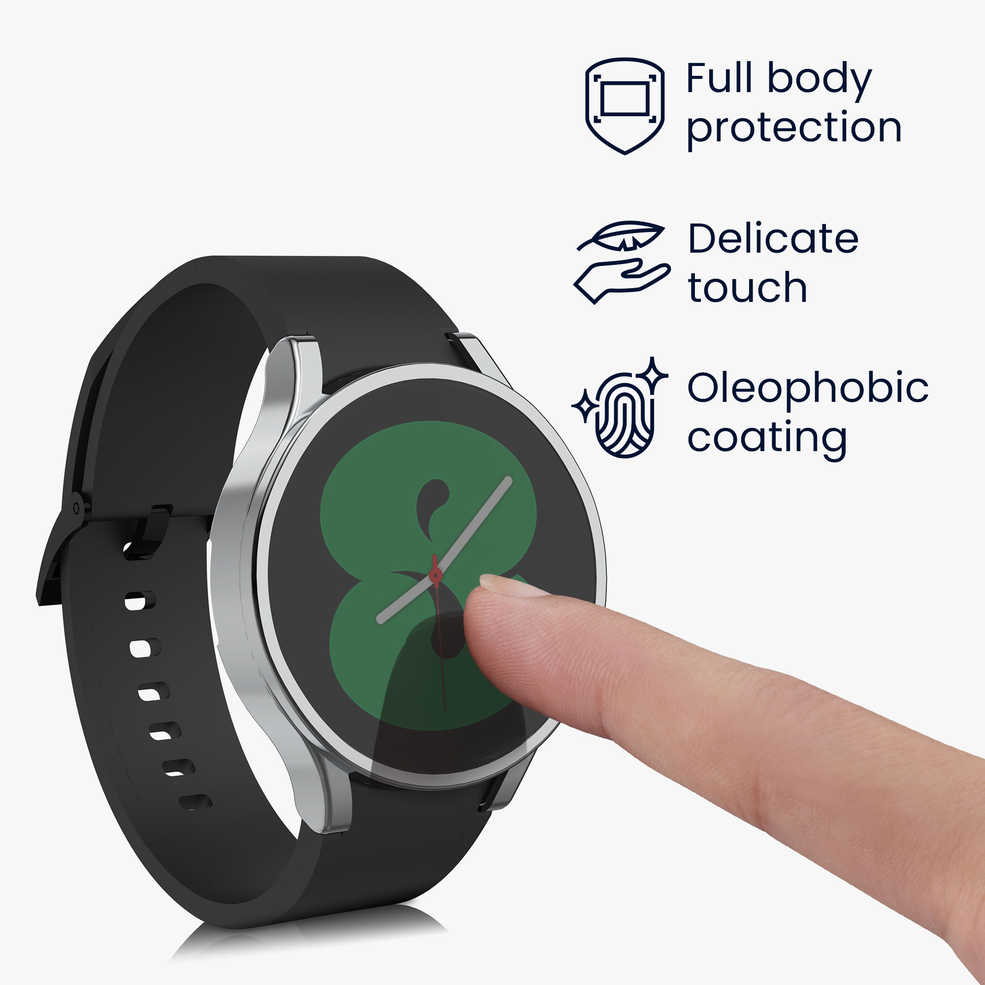 Kryt s ochranou displeje pro Samsung Galaxy Watch 4 (40 mm), 2 ks kwmobile ‑ čirá / stříbrná