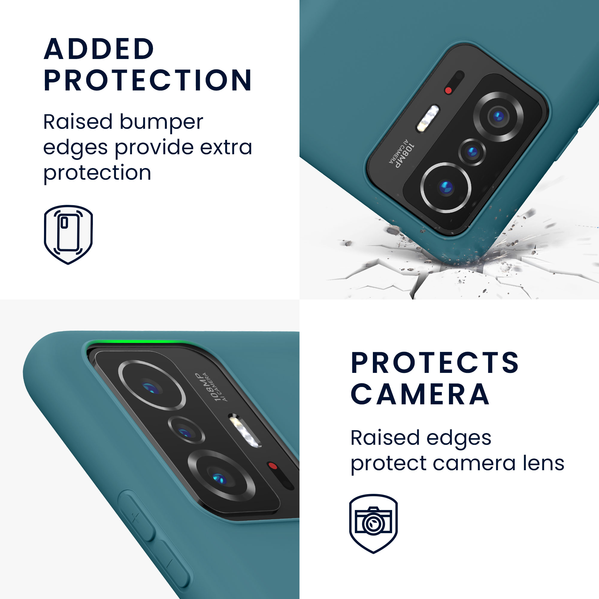 Kryt na mobil Xiaomi 11T / 11T Pro kwmobile TPU matně modrozelený