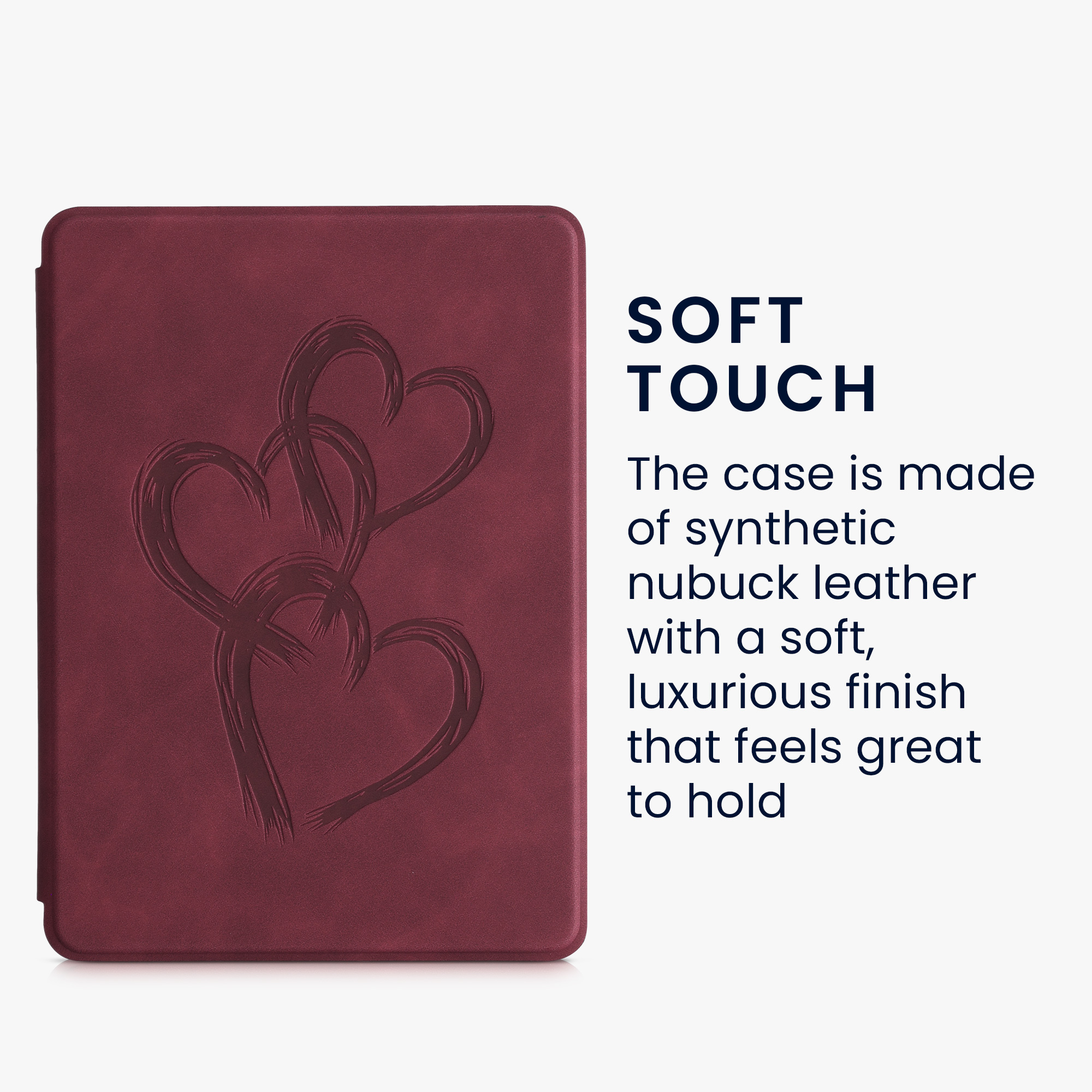 Pouzdro na čtečku kwmobile Amazon Kindle Paperwhite 11 Generation 2021 Case - Brushed Heart Abstract Dark červená