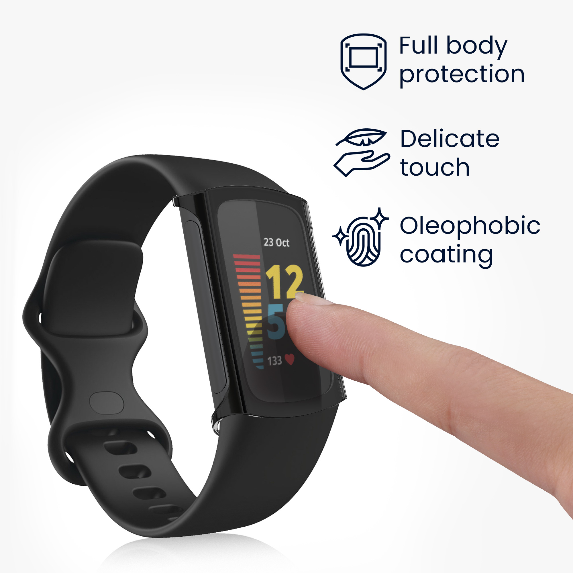 2x Ochranný obal na fitness tracker kwmobile pro Fitbit Charge 6 / Charge 5 - černá / stříbrná