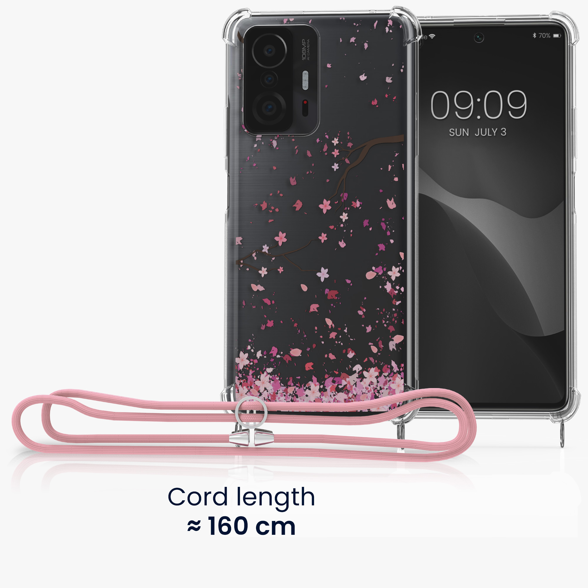 Crossbody kryt na mobil 11T / 11T Pro Kryt s řemínkem kvetoucí třešeň