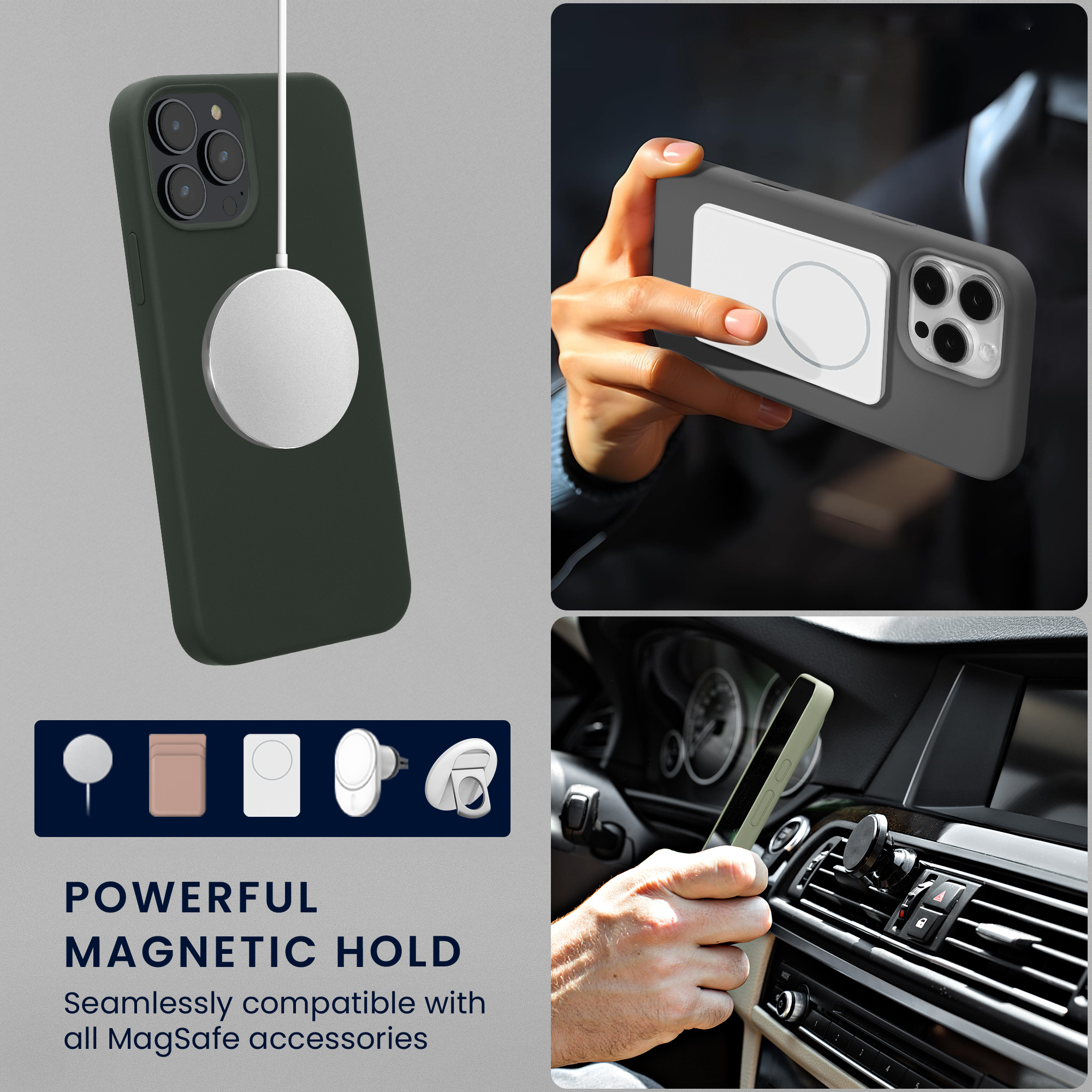 Kryt na mobil kwmobile iPhone 12 / iPhone 12 Pro - MagSafe, tmavě zelená
