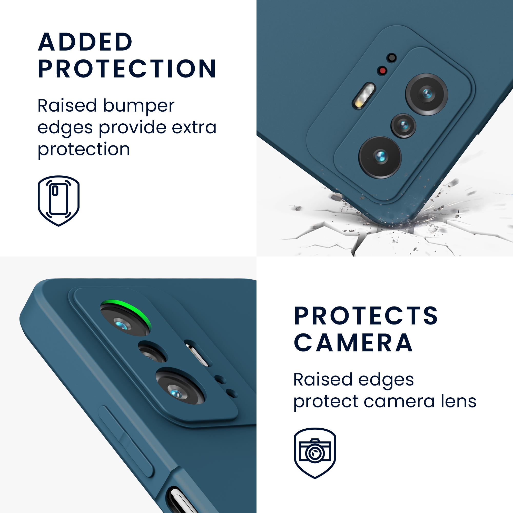 Kryt na mobil Xiaomi 11T / 11T Pro kwmobile TPU matně modrozelený
