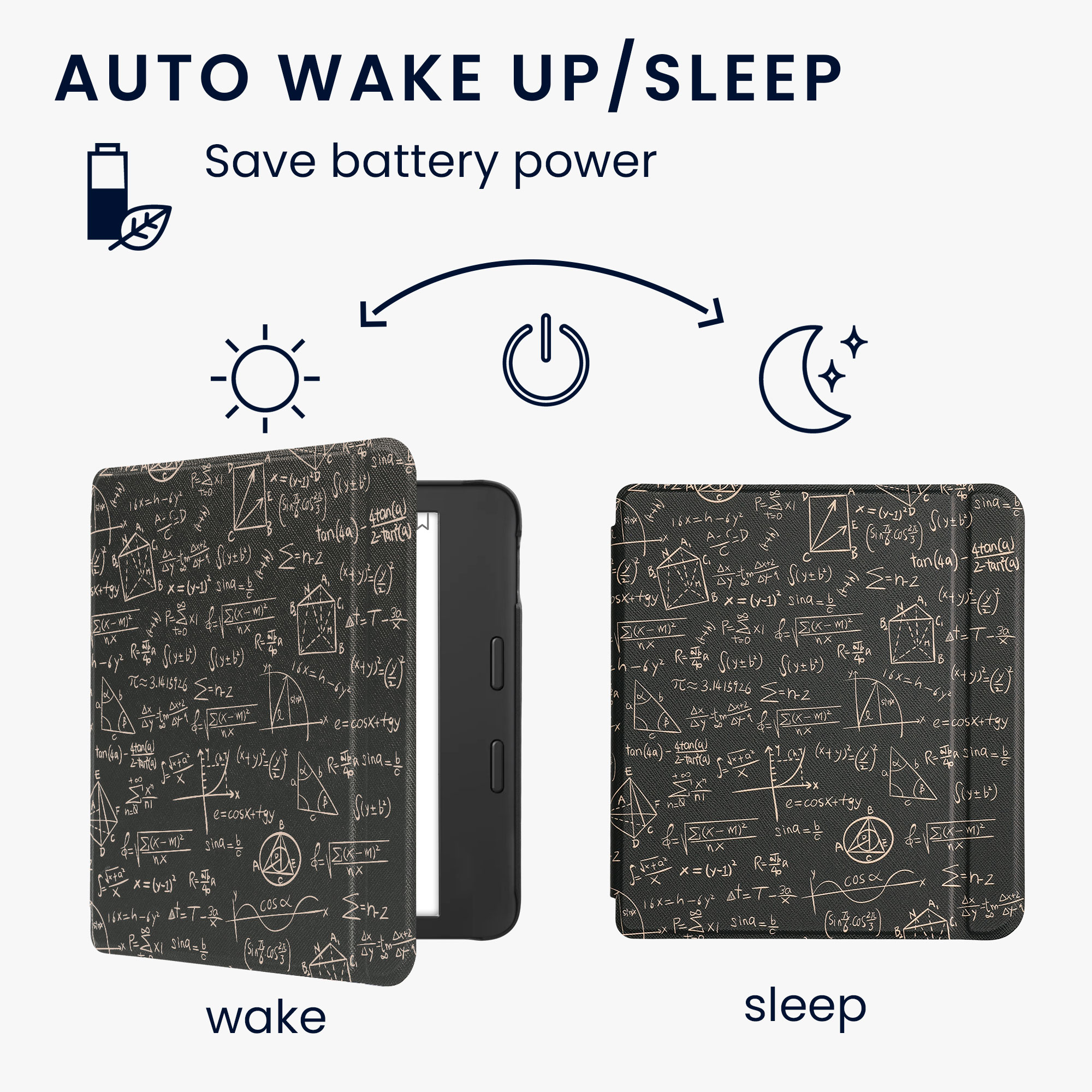 Pouzdro na čtečku kwmobile pro Tolino Vision 6 - motiv Equation, zelená / žlutá