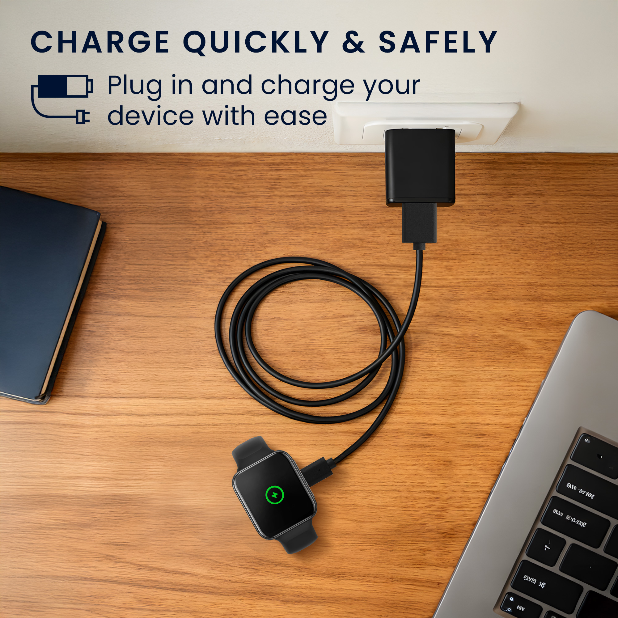 Nabíjecí kabel kwmobile pro Oppo Watch 2 (42mm 46mm) / Watch X / Watch 4 Pro, černá