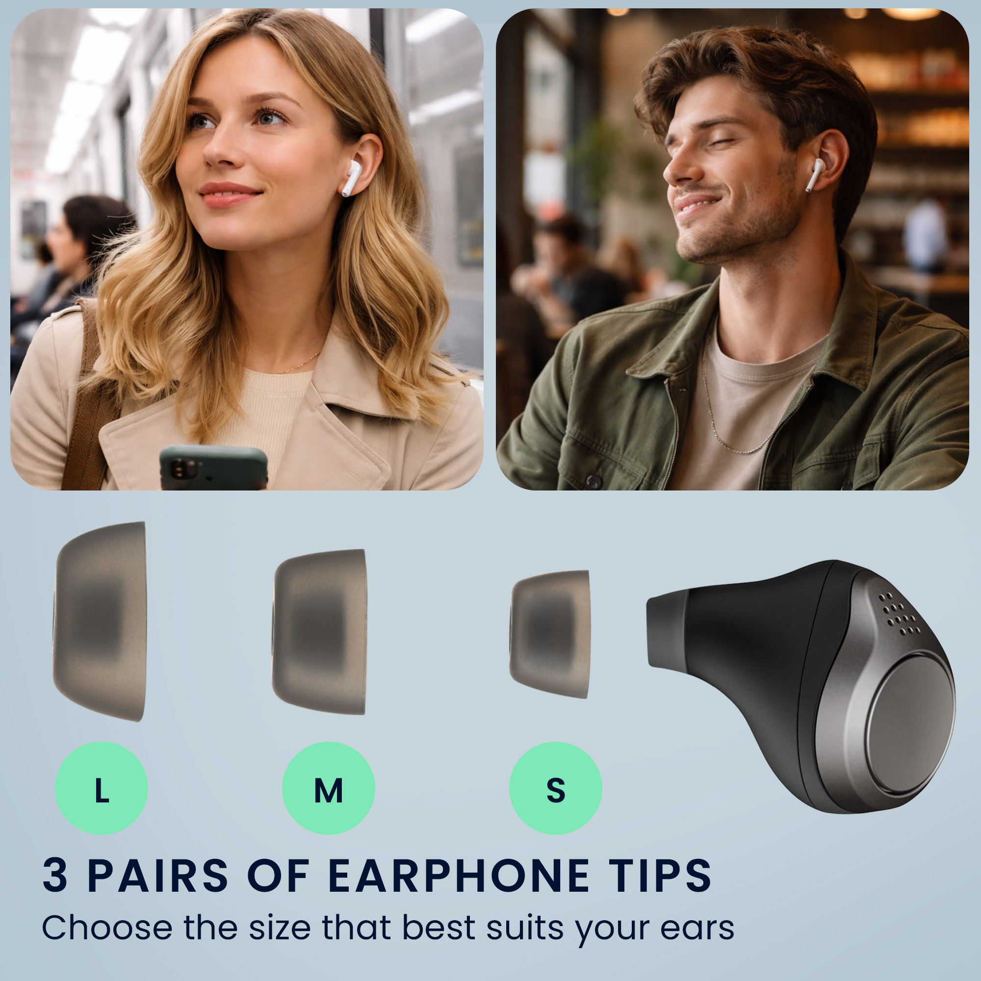 6x silikonové špuntíky do sluchátek pro Jabra Elite 75t /65t / Active kwmobile - šedá