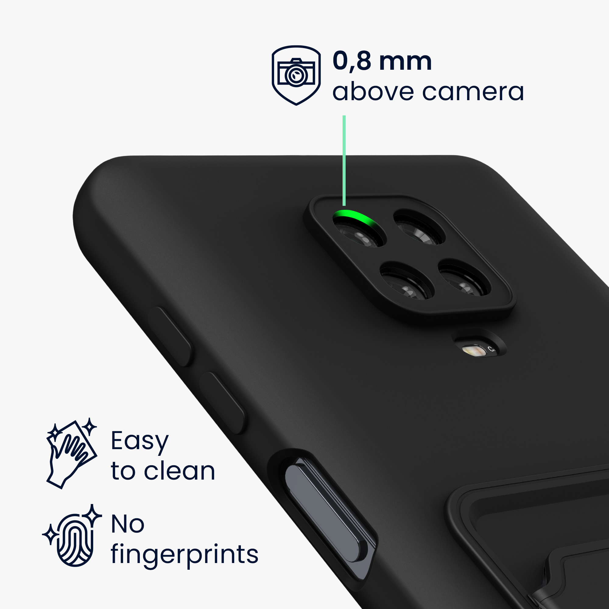 Kryt s držákem karty kwmobile pro Xiaomi Redmi Note 9S / 9 Pro / 9 Pro Max - matná černá