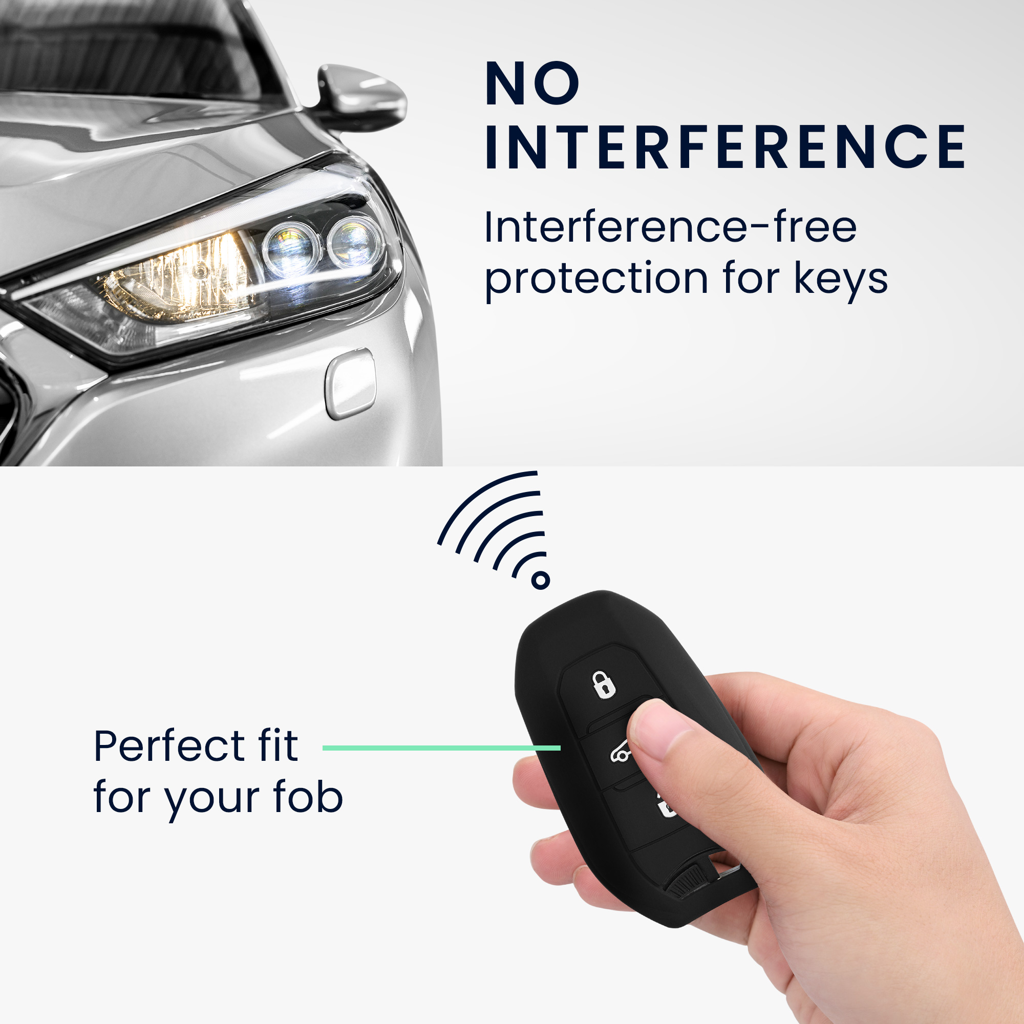Pouzdro na klíč od auta kwmobile pro Opel 3 Button Car Key Smart Key only Keyless Go, bílá / černá