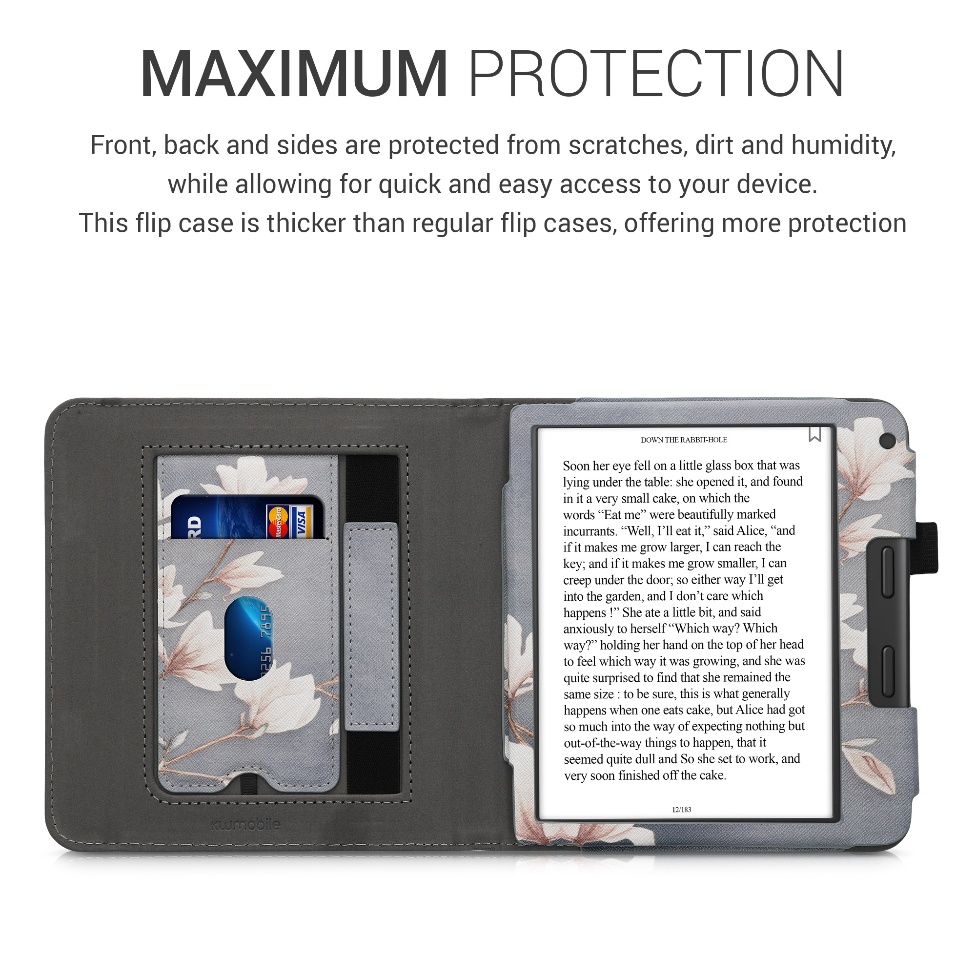 Řemínek kwmobile pro Tolino Vision 6 - magnólie, taupe / bílá / modrošedá