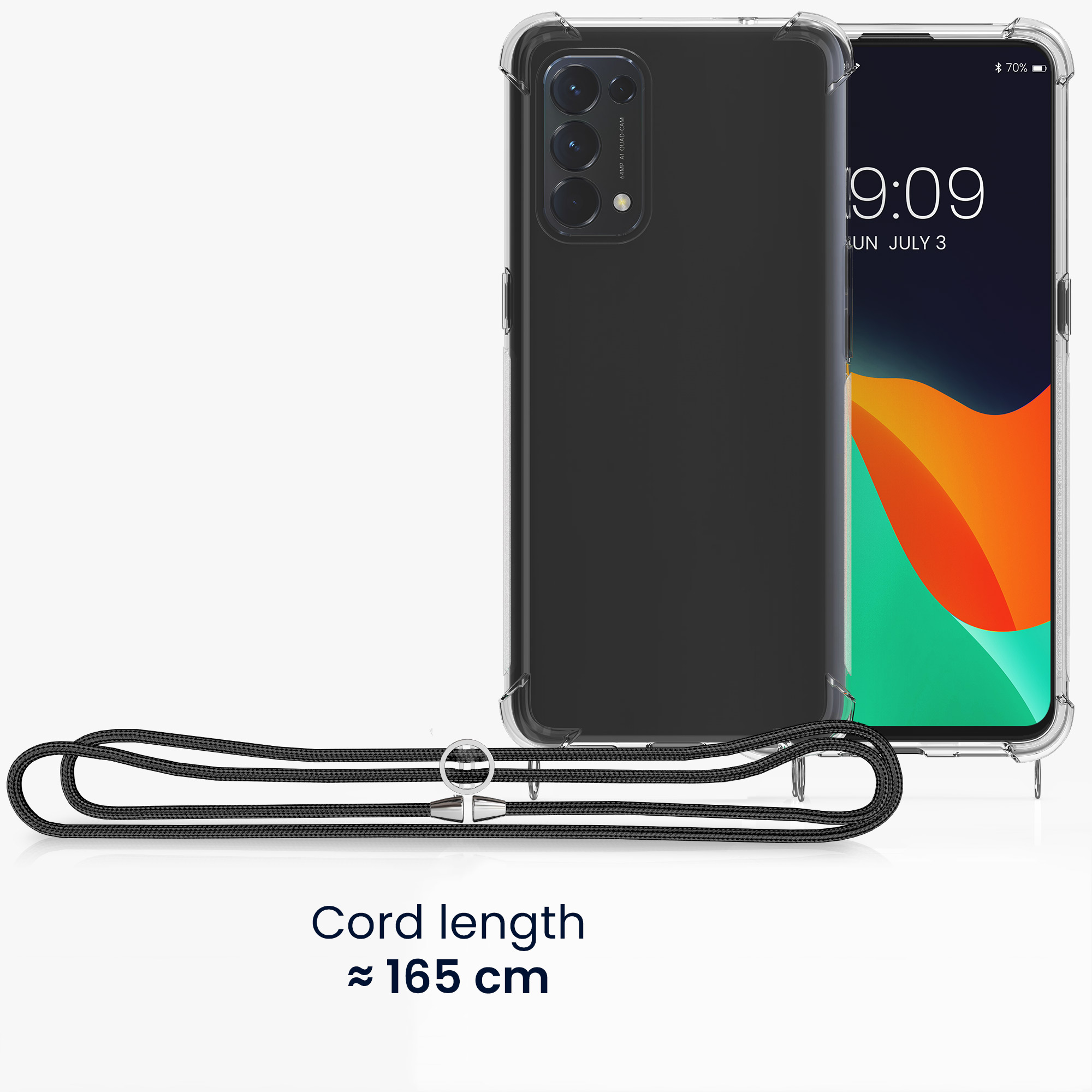 Crossbody kryt na mobil Oppo Find X3 Lite kwmobile šňůrka transparentní