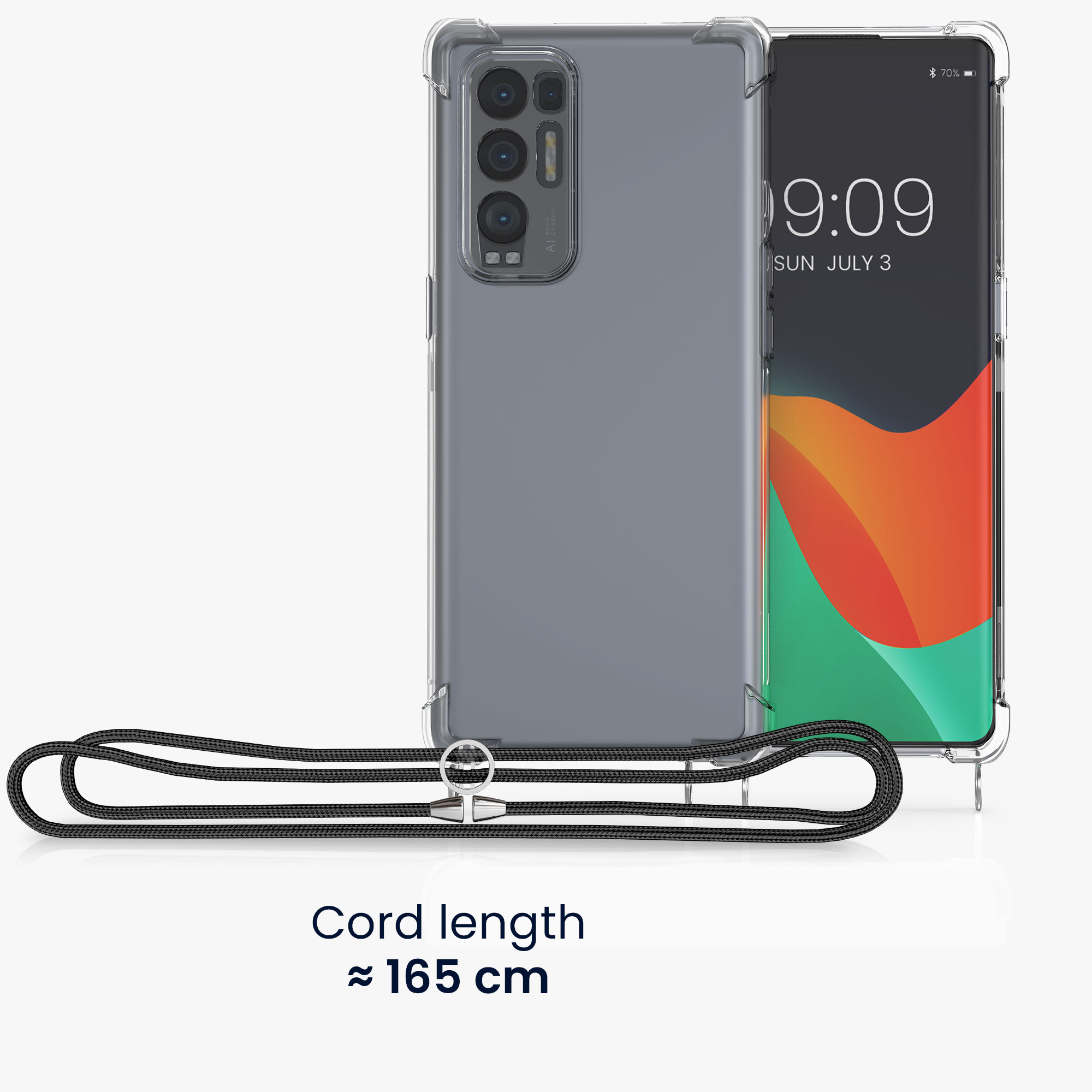 Crossbody kryt na mobil Oppo Find X3 Neo kwmobile šňůrka transparentní