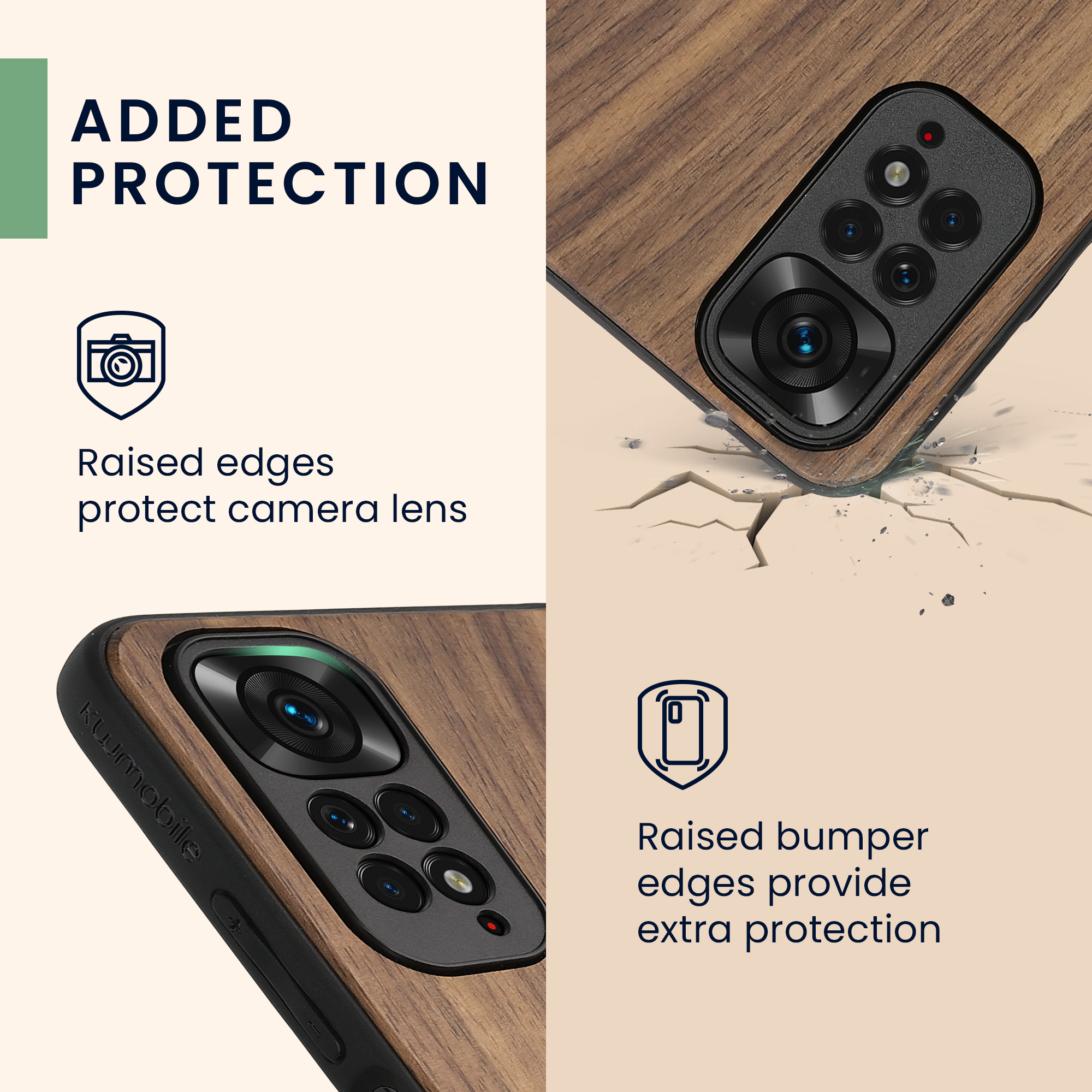 Dřevěný kryt Xiaomi Redmi Note 11 TPU vanička, tmavě hnědý kwmobile