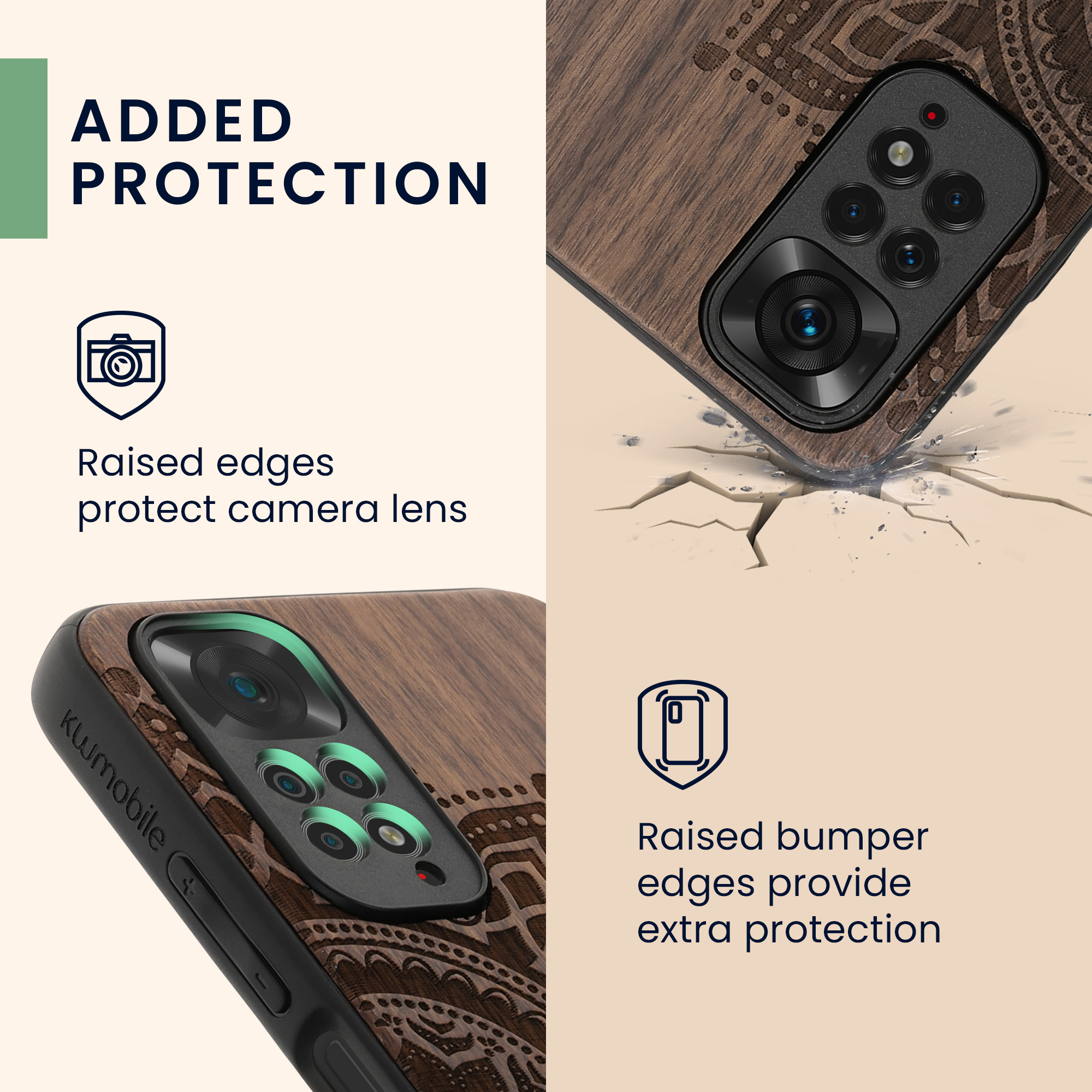 Dřevěný kryt Xiaomi Redmi Note 11 TPU vanička, tmavě hnědý kwmobile
