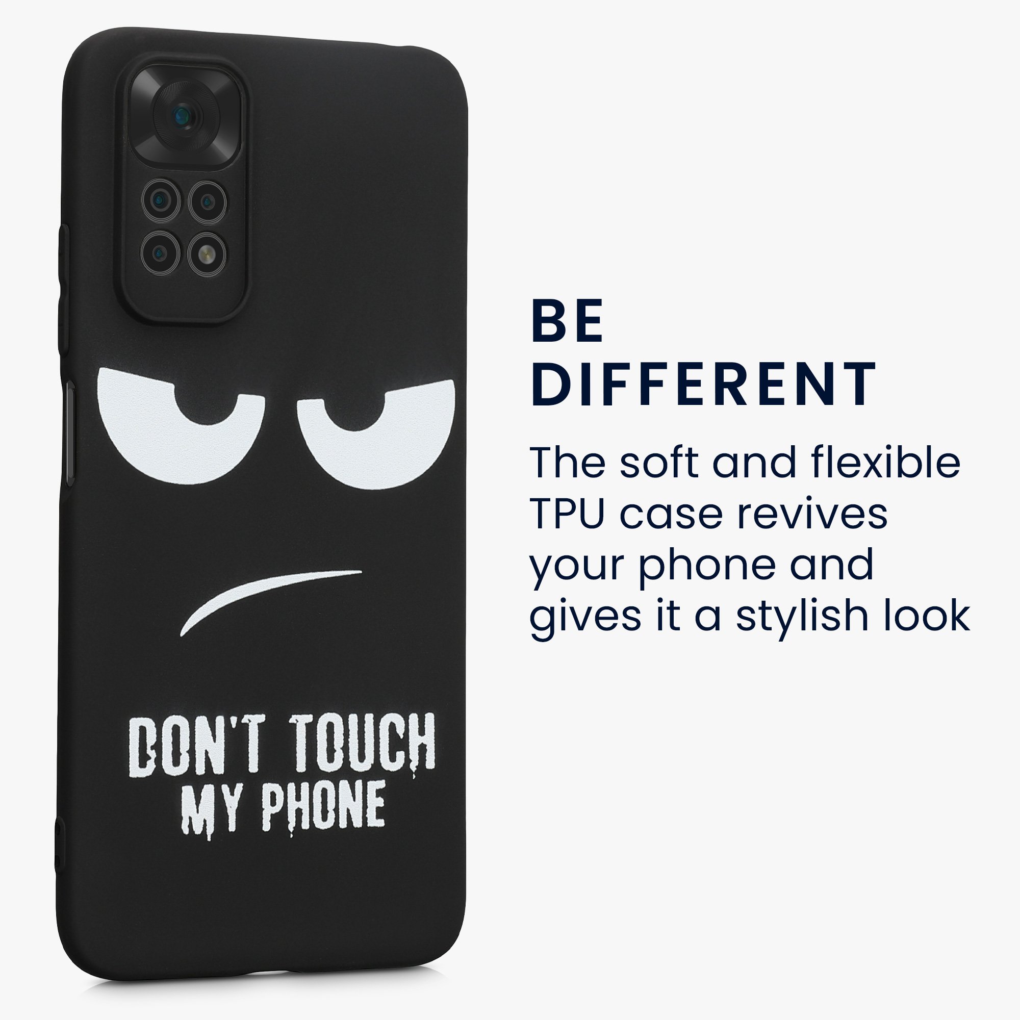 Kryt Xiaomi Redmi Note 11 Don't Touch TPU bílá/černá kwmobile