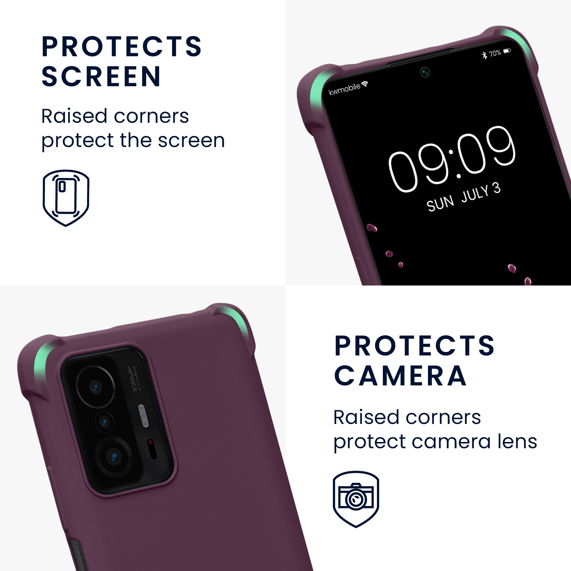 Crossbody kryt na mobil Xiaomi 11T / 11T Pro kwmobile bordeaux fialový