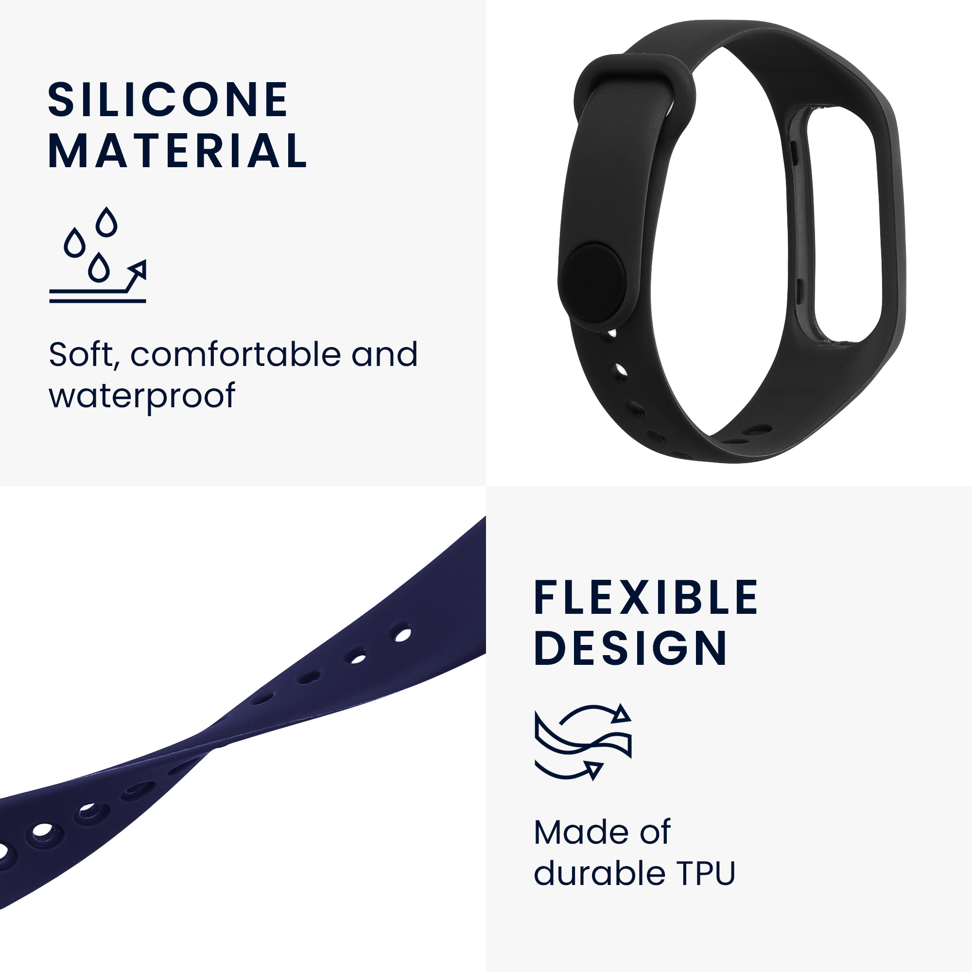 Sada řemínků na chytré hodinky Oppo Band Sport 2 ks černo-tmavě modré