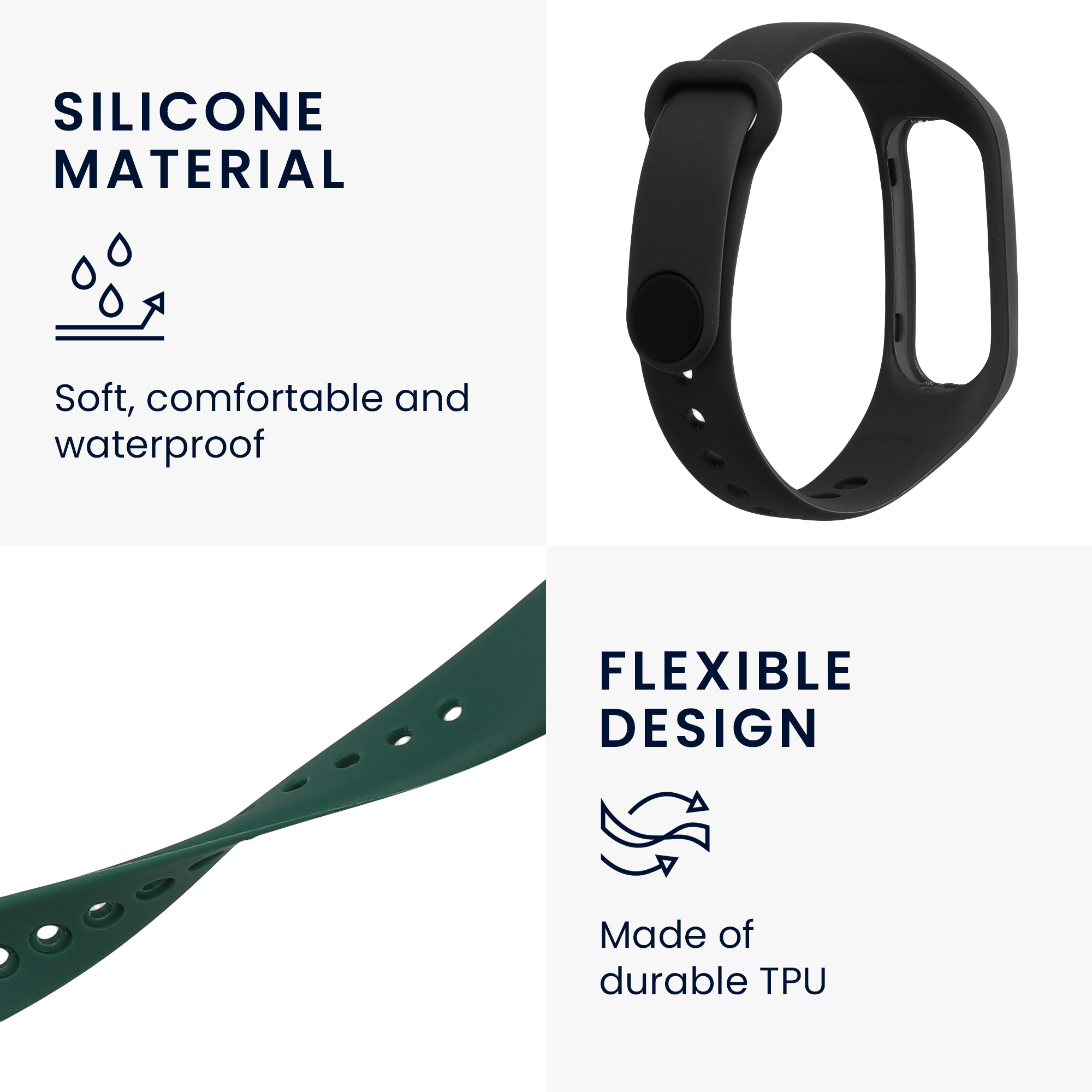 Sada řemínků na chytré hodinky Oppo Band Sport 2 ks černo-zelené