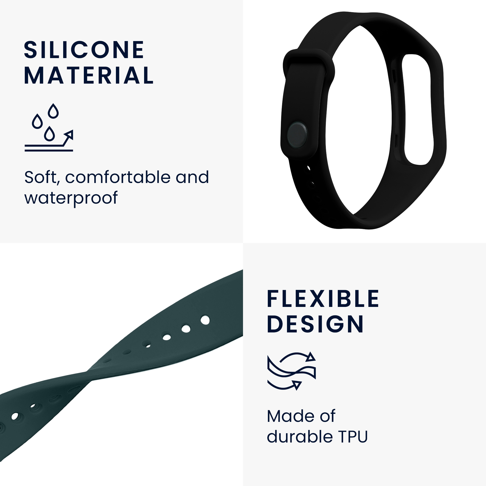 Sada řemínků na chytré hodinky Oppo Band Sport 2 ks černo-modrošedé