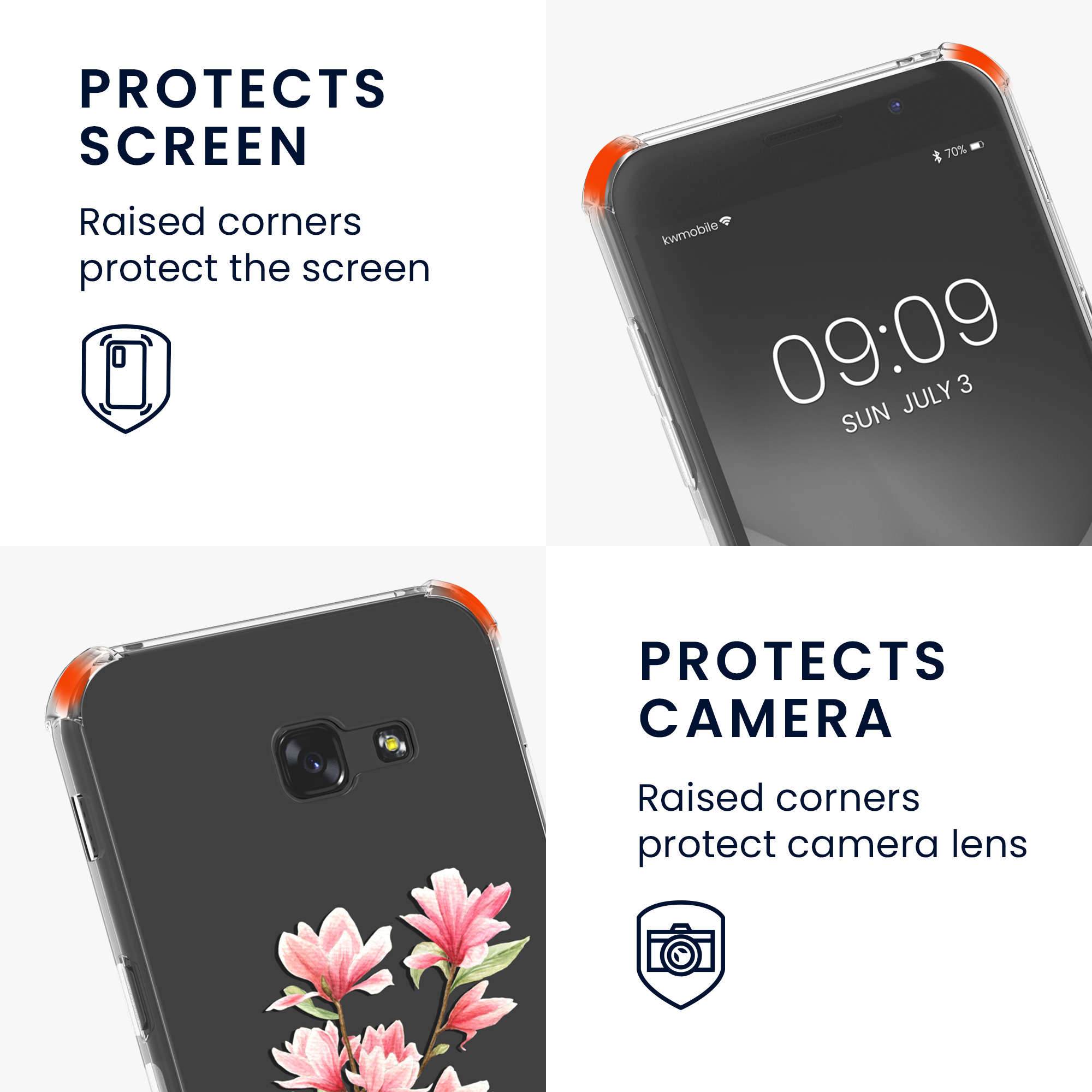 Crossbody kryt na mobil Samsung Galaxy A5 (2017) kwmobile se šňůrkou Magnolias - růžová /