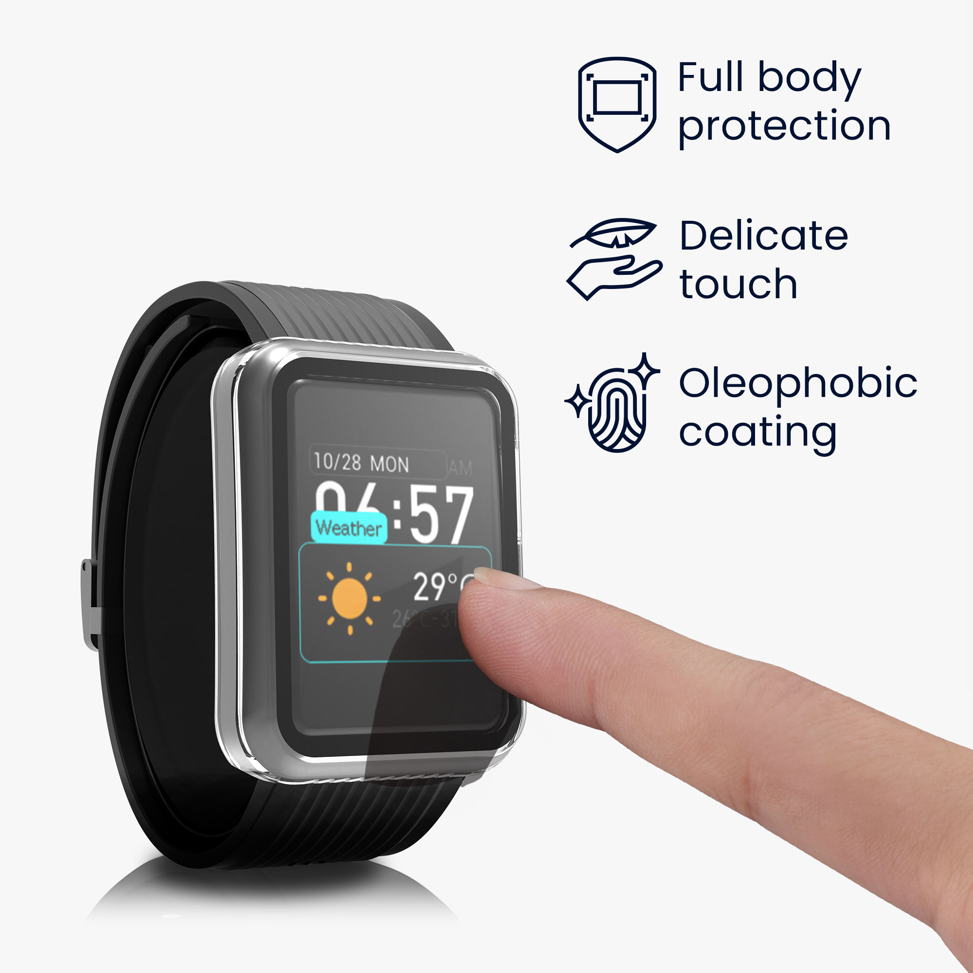 Ochranný kryt hodinky Huawei Watch D tvrzené sklo sada 2 ks černá/průhledná kwmobile